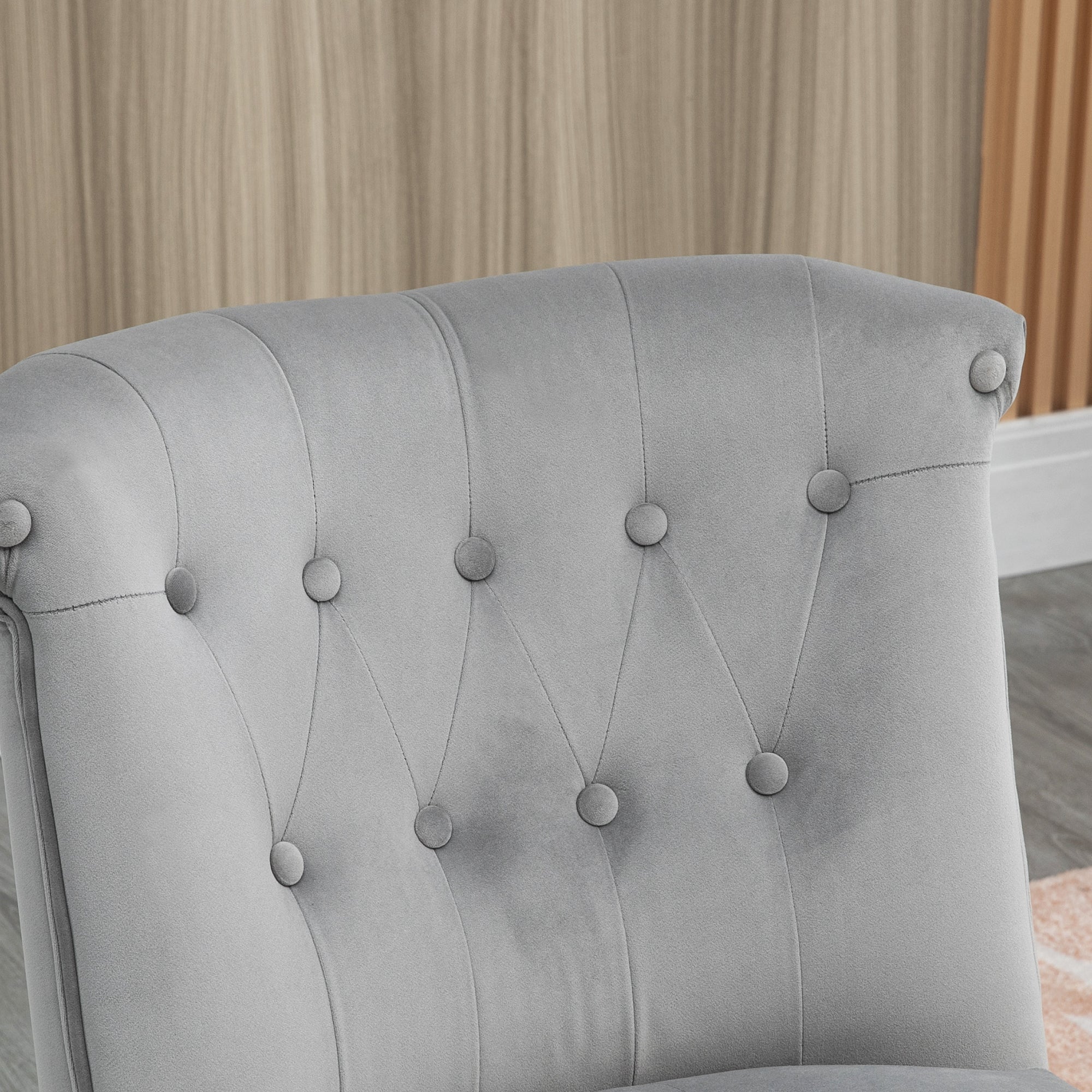Easycomfort Sedia Moderna per Soggiorno e Sala da Pranzo with Seduta Imbottita e Tessuto Vellutato, 60x66x79 cm, Grigia