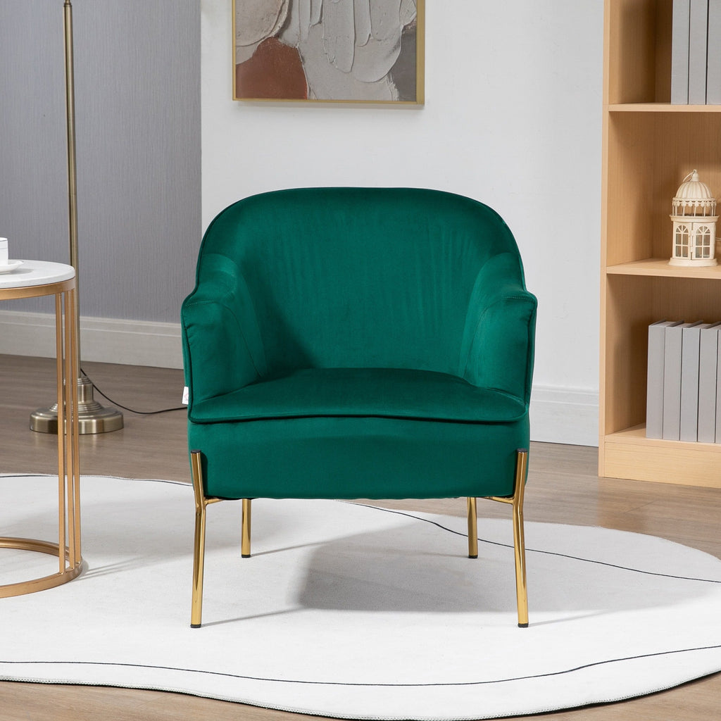 EasyComfort Fauteuil fluweel met stalen poten, 62x69x75 cm, groen