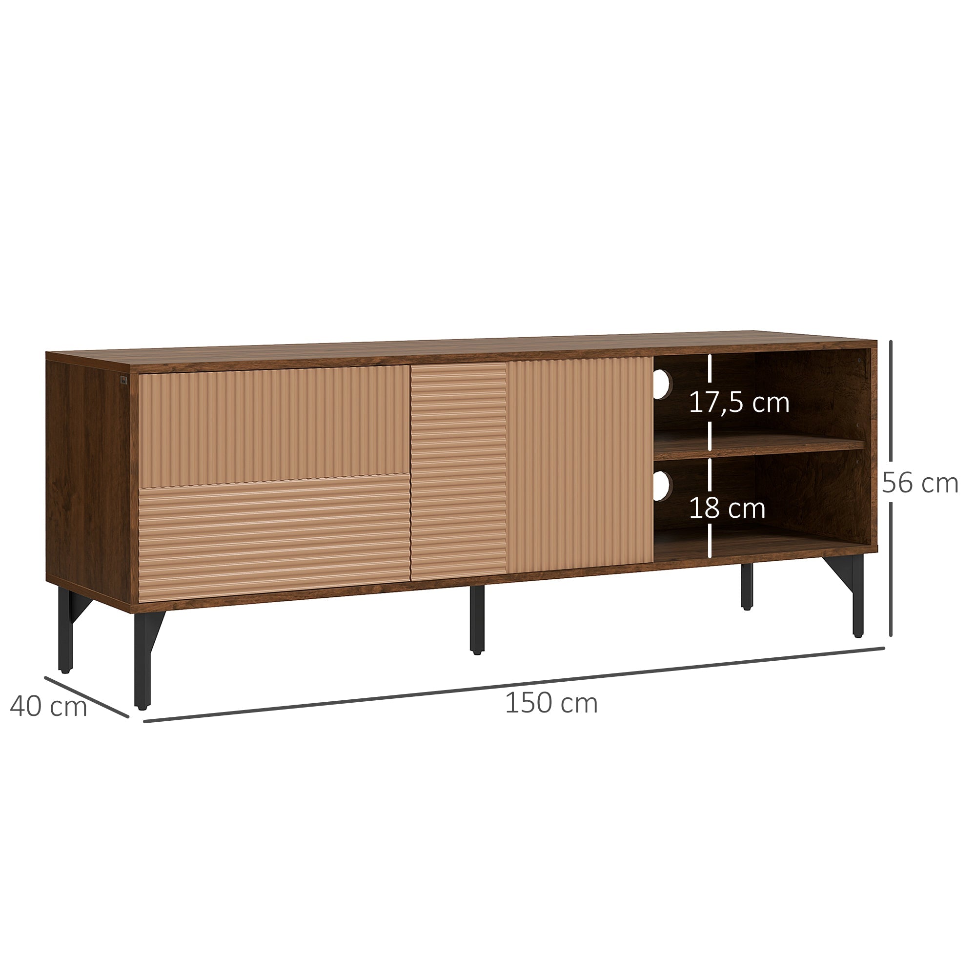 Easycomfort Mobile Porta TV fino 65" with 2 Armadietti e 2 Vani Aperti in Legno, 150x40x56cm, Marrone