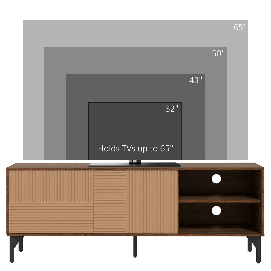 Easycomfort Mobile Porta TV fino 65" with 2 Armadietti e 2 Vani Aperti in Legno, 150x40x56cm, Marrone