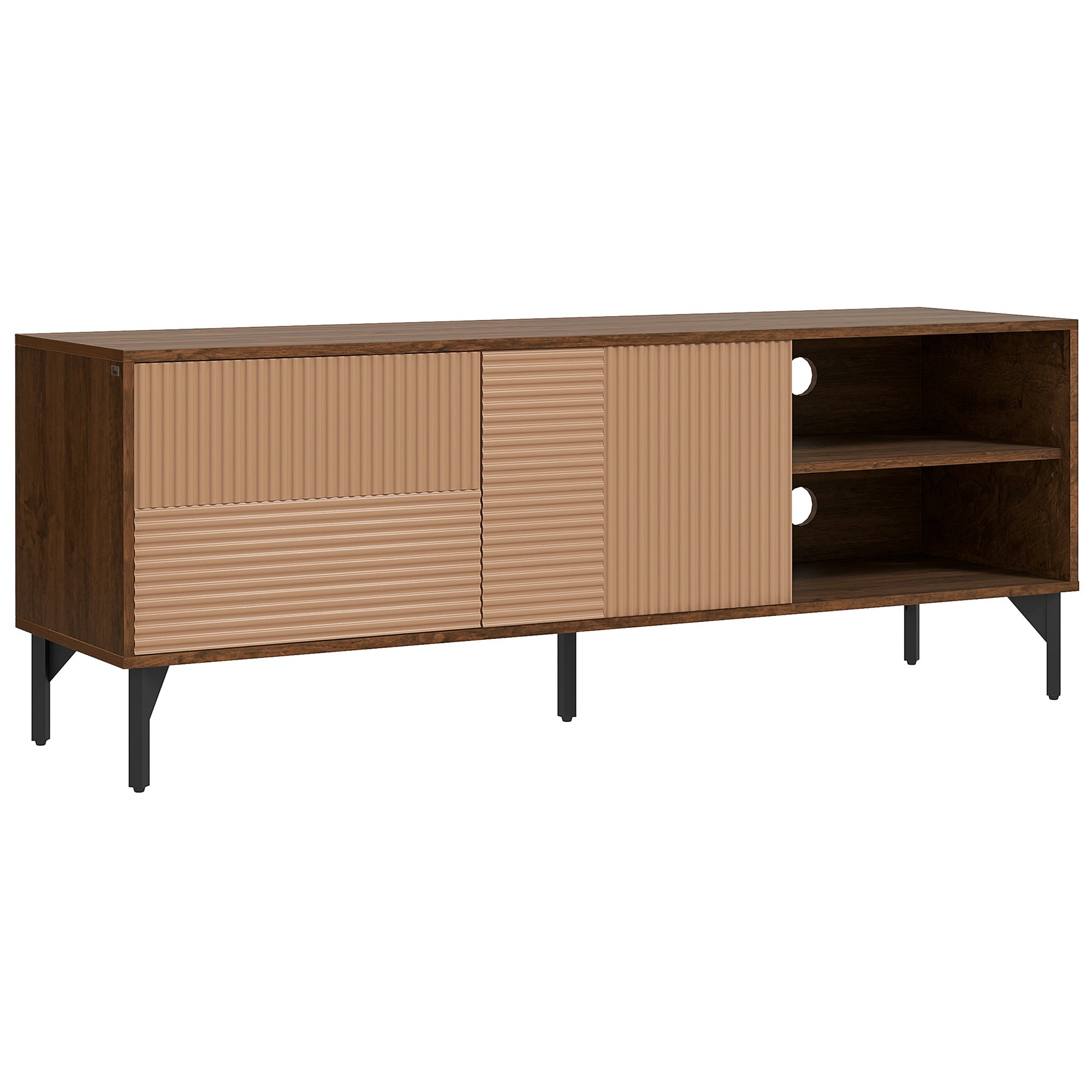 Easycomfort Mobile Porta TV fino 65" with 2 Armadietti e 2 Vani Aperti in Legno, 150x40x56cm, Marrone
