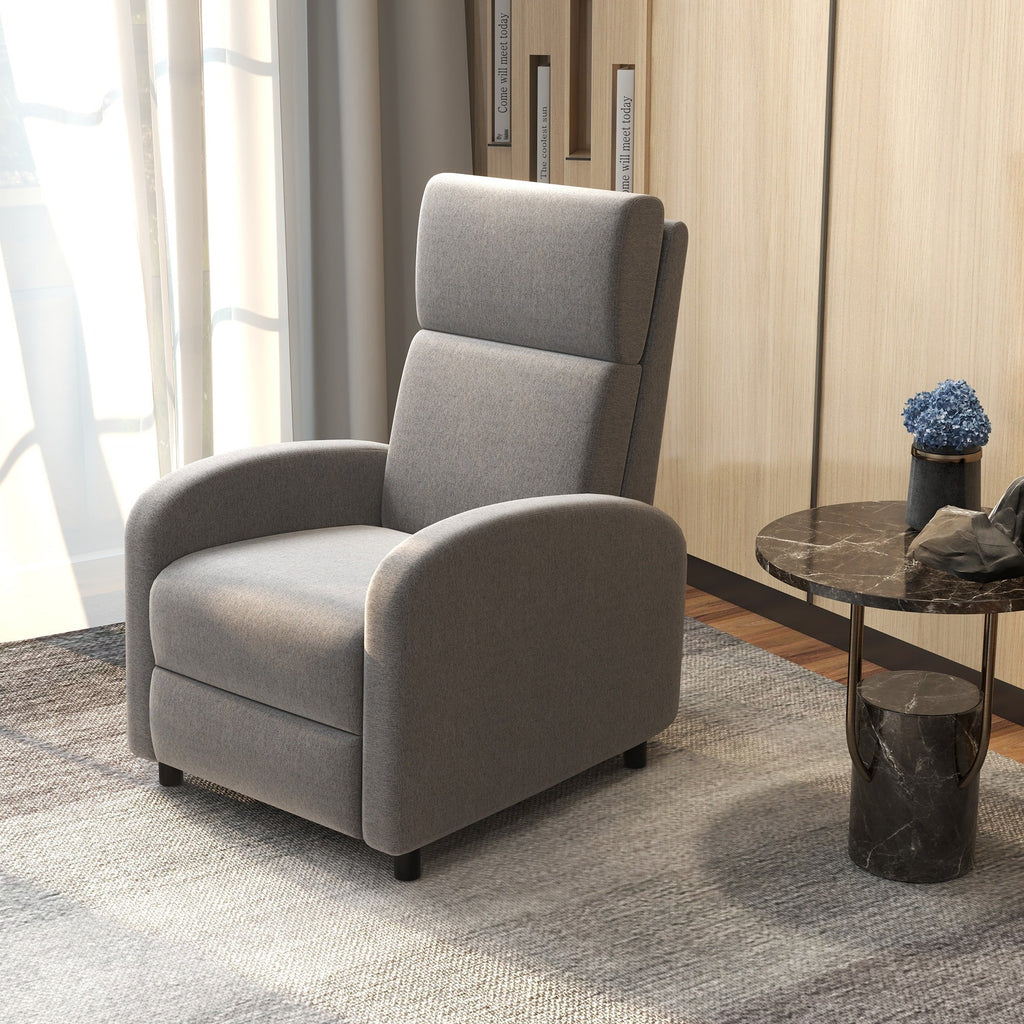 Easycomfort Poltrona Reclinabile 160° in Tessuto Effetto Lino with Braccioli Quadrati, 64x86x102 cm, Grigia
