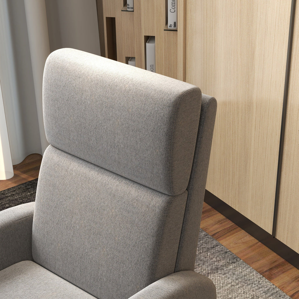 Easycomfort Poltrona Reclinabile 160° in Tessuto Effetto Lino with Braccioli Quadrati, 64x86x102 cm, Grigia