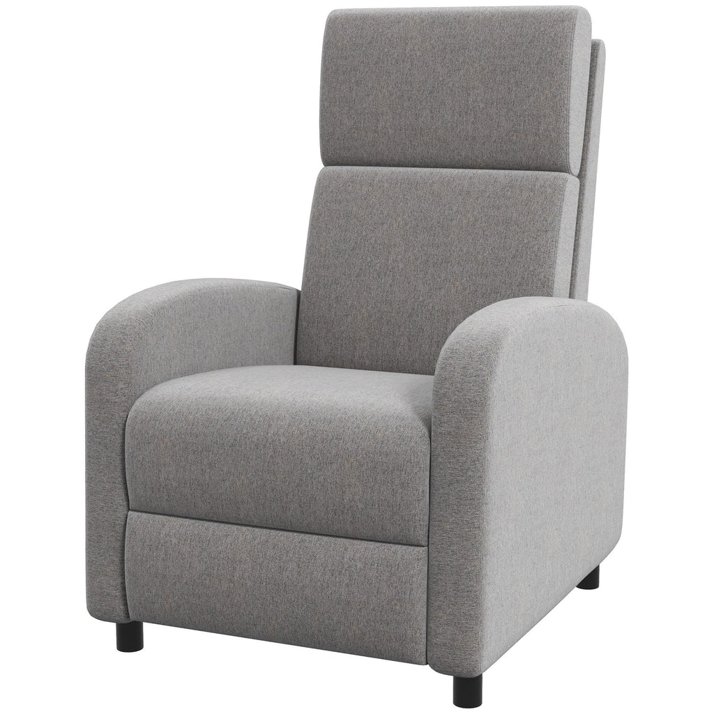 Easycomfort Poltrona Reclinabile 160° in Tessuto Effetto Lino with Braccioli Quadrati, 64x86x102 cm, Grigia