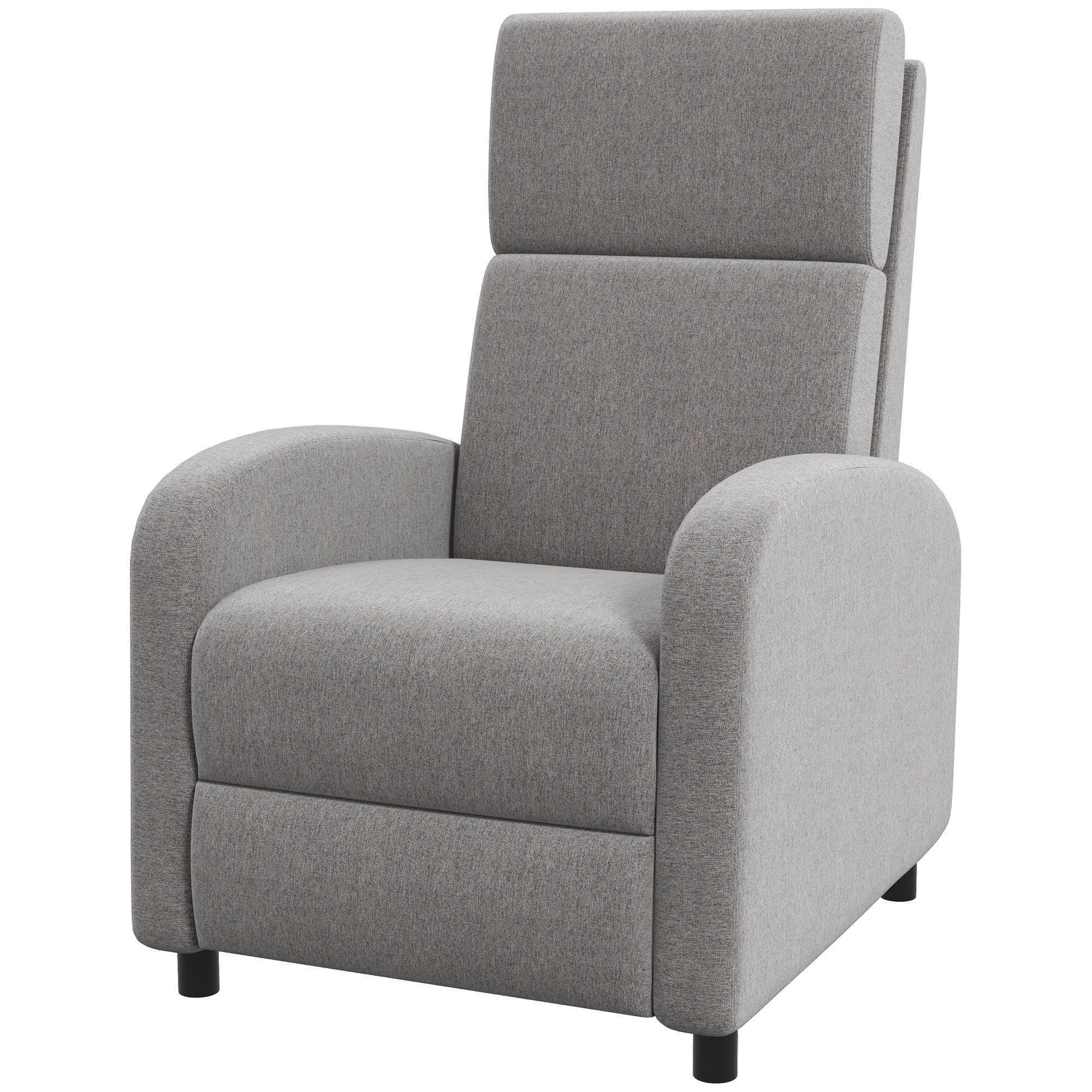 Easycomfort Poltrona Reclinabile 160° in Tessuto Effetto Lino with Braccioli Quadrati, 64x86x102 cm, Grigia