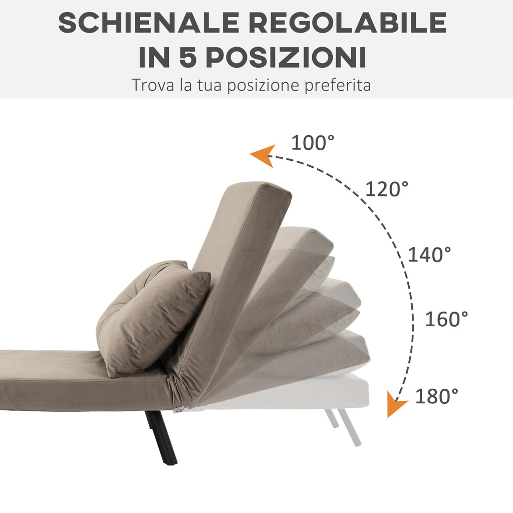 Easycomfort Poltrona Letto Imbottita 3 in 1 with Schienale Reclinabile in 5 Posizioni e Cuscino, 63x73x81 cm, Grigio