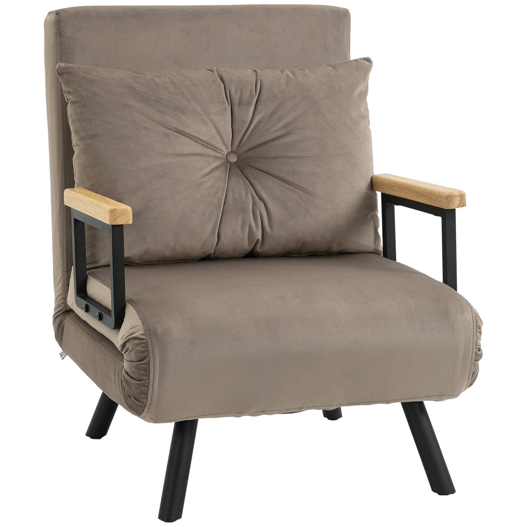 Easycomfort Poltrona Letto Imbottita 3 in 1 with Schienale Reclinabile in 5 Posizioni e Cuscino, 63x73x81 cm, Grigio