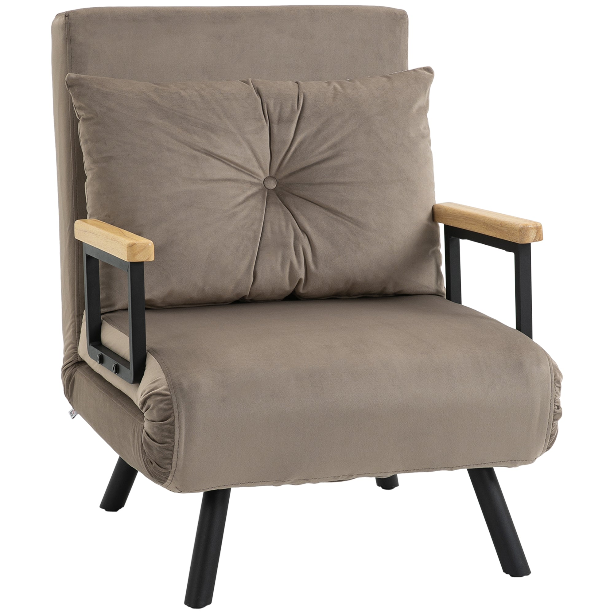 Easycomfort Poltrona Letto Imbottita 3 in 1 with Schienale Reclinabile in 5 Posizioni e Cuscino, 63x73x81 cm, Grigio