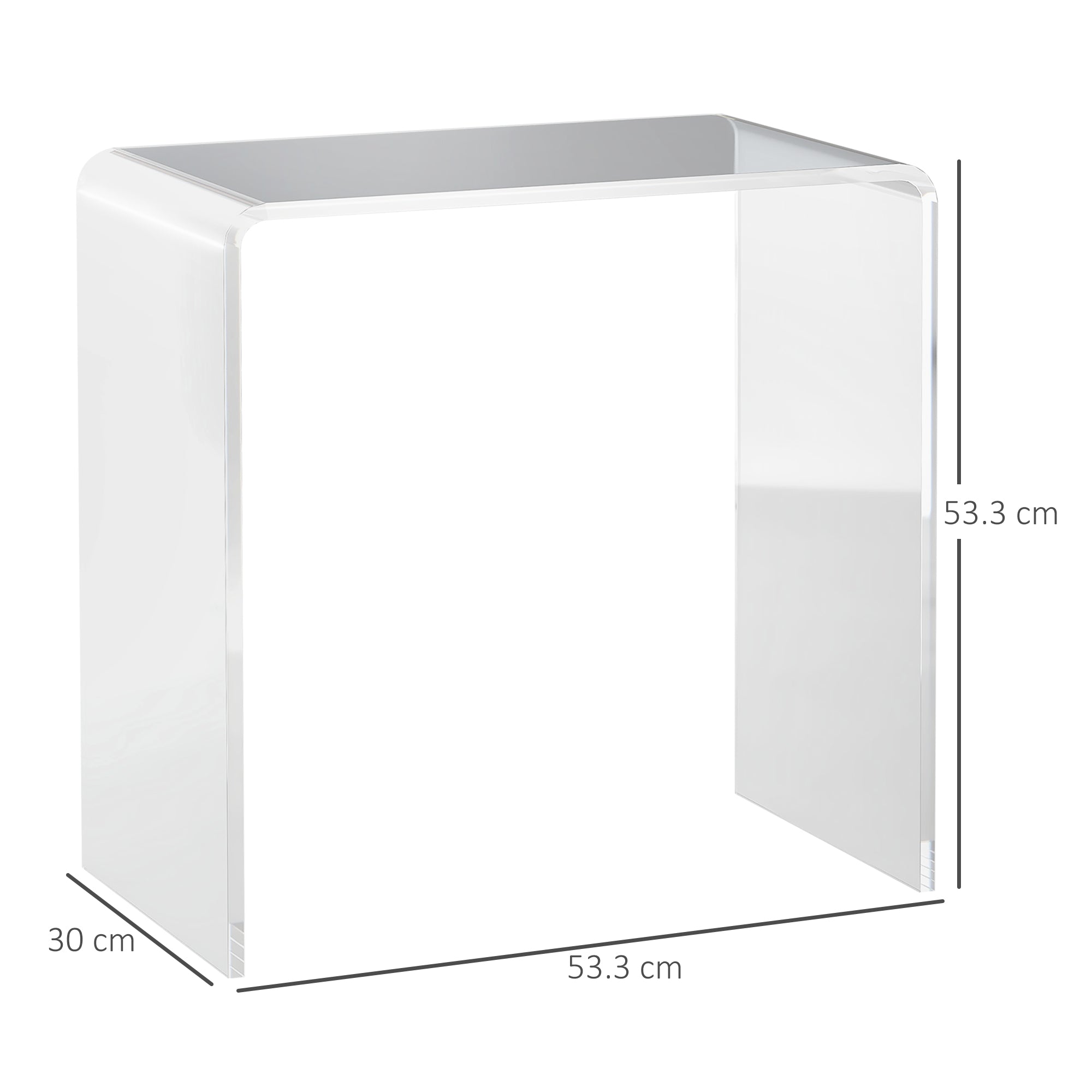 Easycomfort Tavolino da Salotto in Acrilico a U with Bordi Lisci e Angoli Arrotondati, 53.5x30.5x53.5 cm, Trasparente