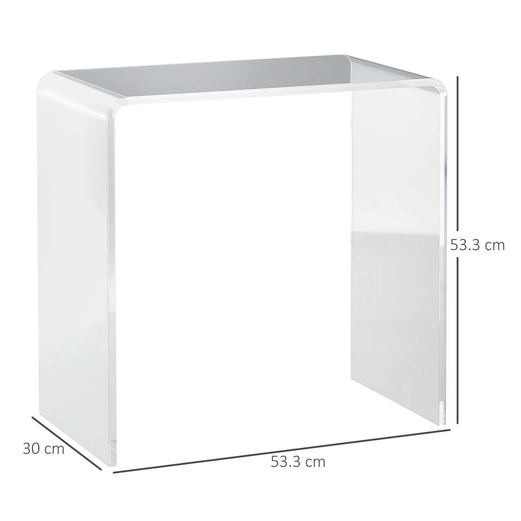 Easycomfort Tavolino da Salotto in Acrilico a U with Bordi Lisci e Angoli Arrotondati, 53.5x30.5x53.5 cm, Trasparente