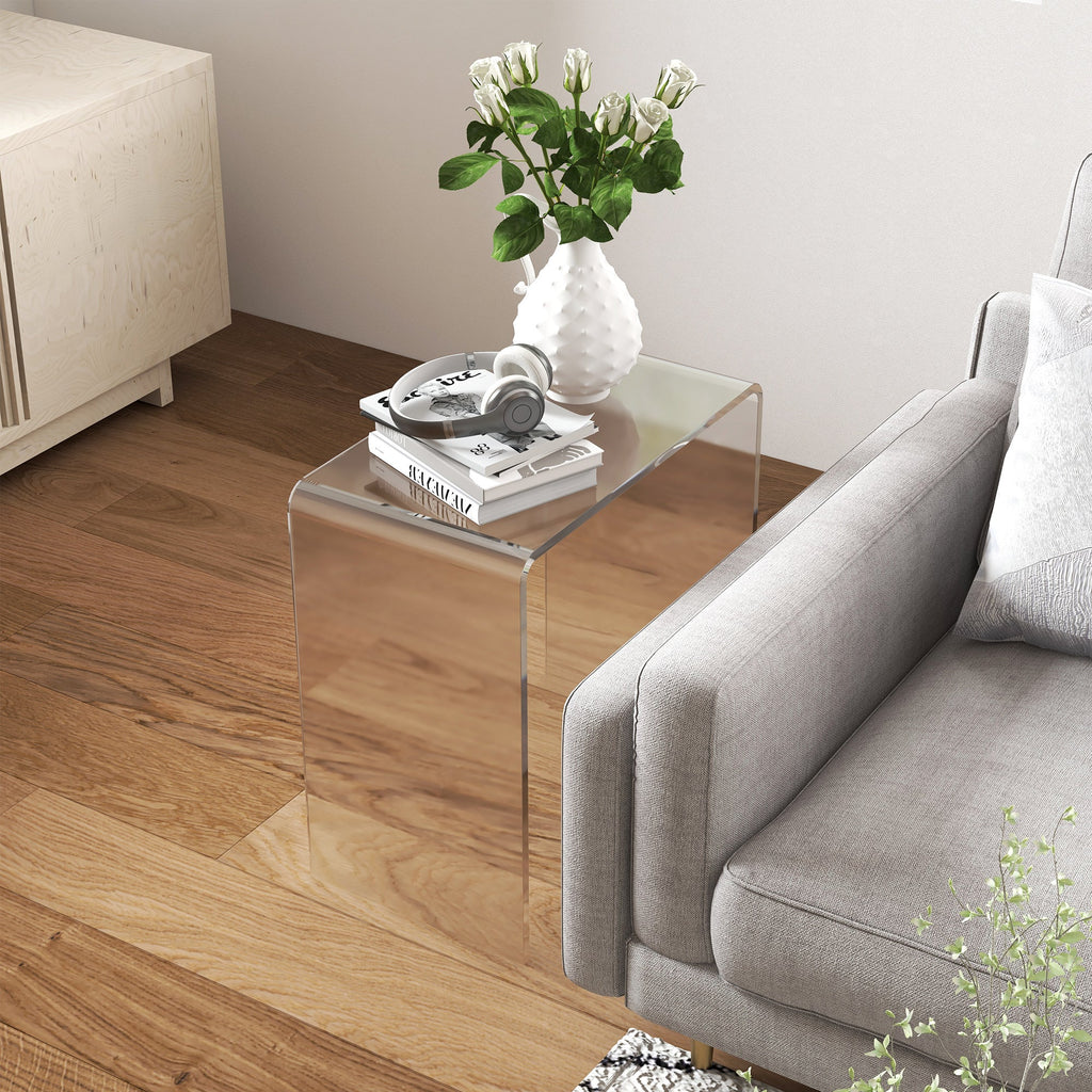 Easycomfort Tavolino da Salotto in Acrilico a U with Bordi Lisci e Angoli Arrotondati, 53.5x30.5x53.5 cm, Trasparente