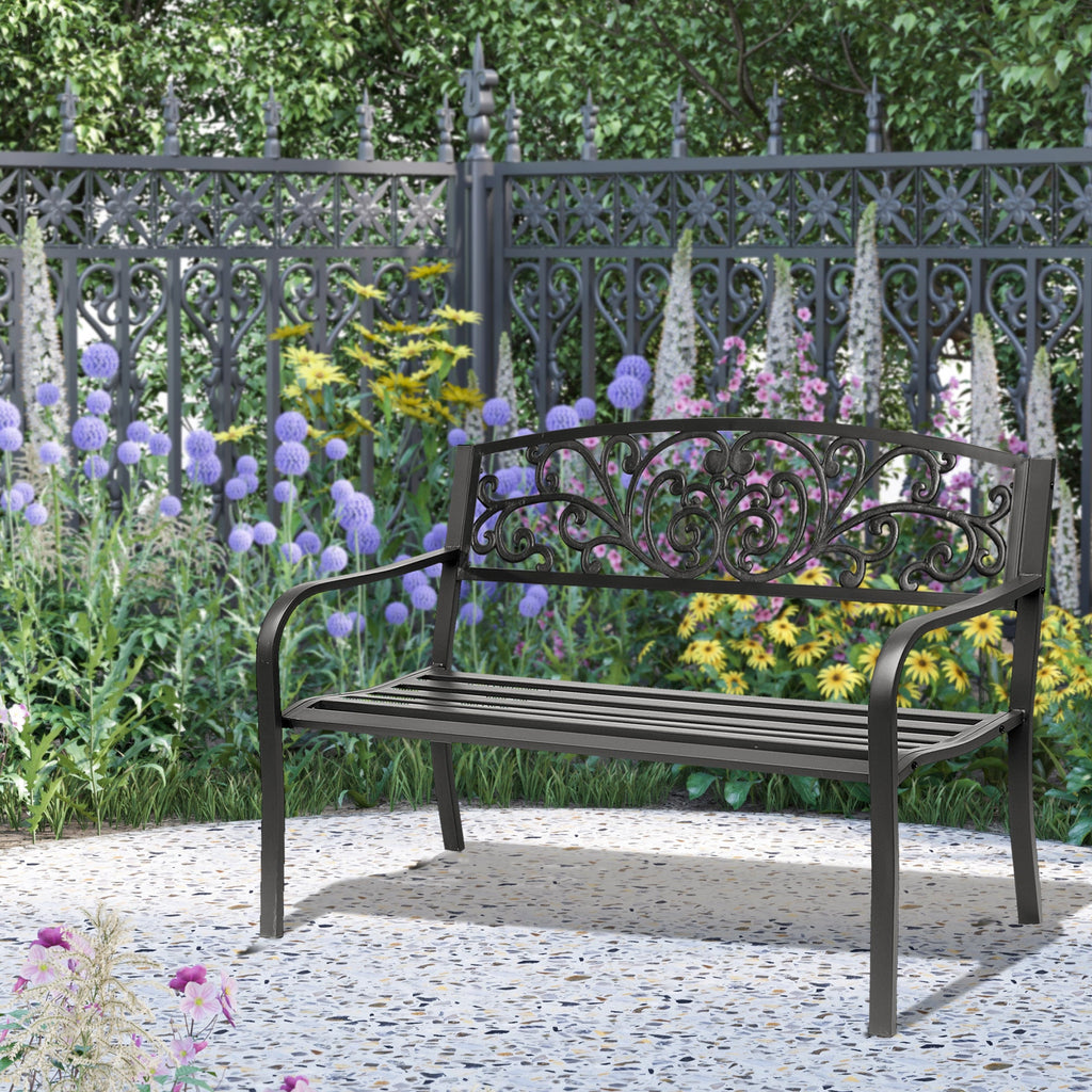 EasyComfort metalen tuinbank 2-zits 127x60x87cm - zwart