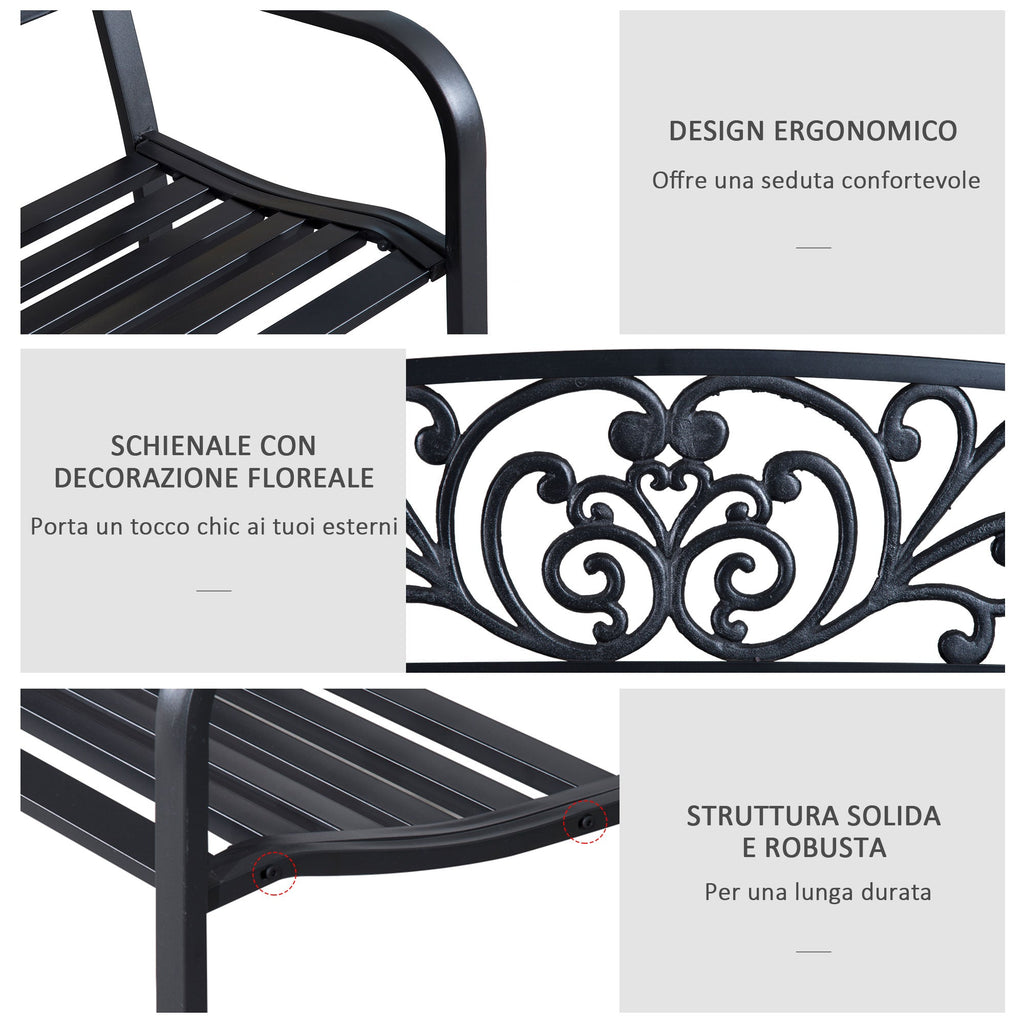 EasyComfort metalen tuinbank 2-zits 127x60x87cm - zwart