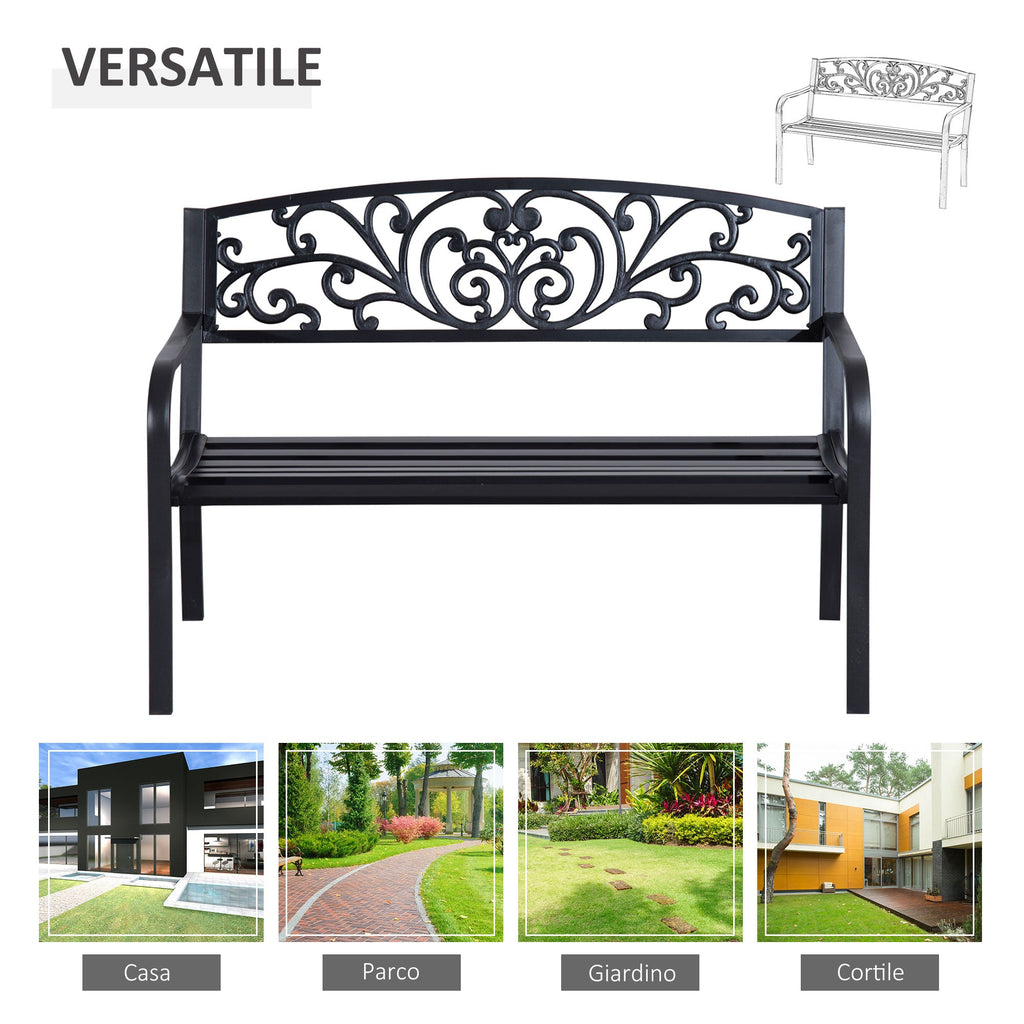 EasyComfort metalen tuinbank 2-zits 127x60x87cm - zwart