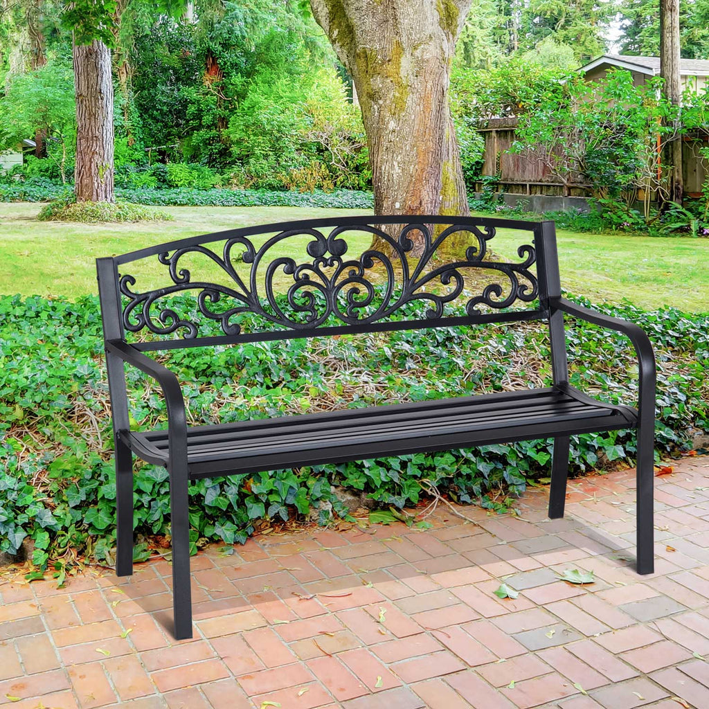 EasyComfort metalen tuinbank 2-zits 127x60x87cm - zwart