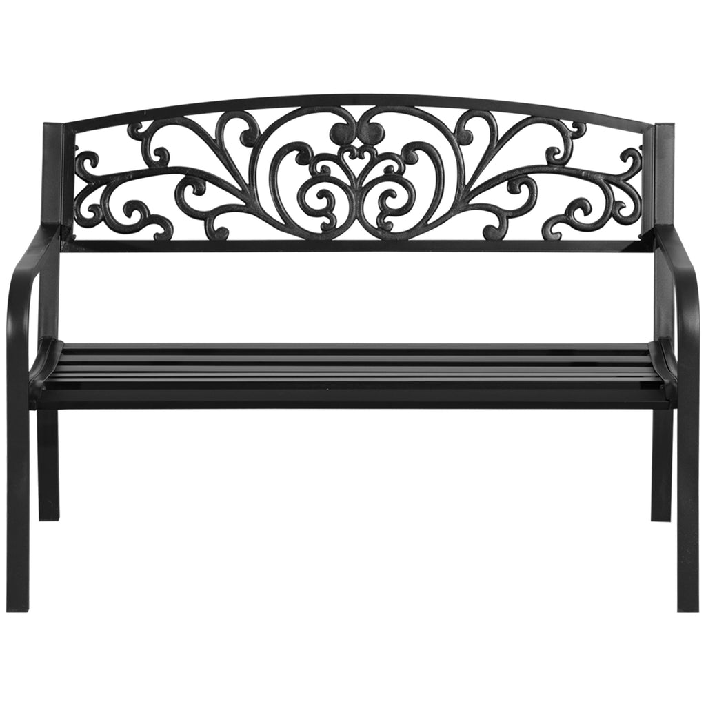 EasyComfort metalen tuinbank 2-zits 127x60x87cm - zwart