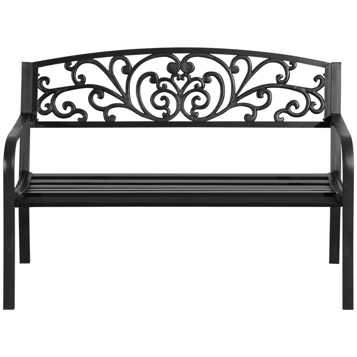 EasyComfort metalen tuinbank 2-zits 127x60x87cm - zwart