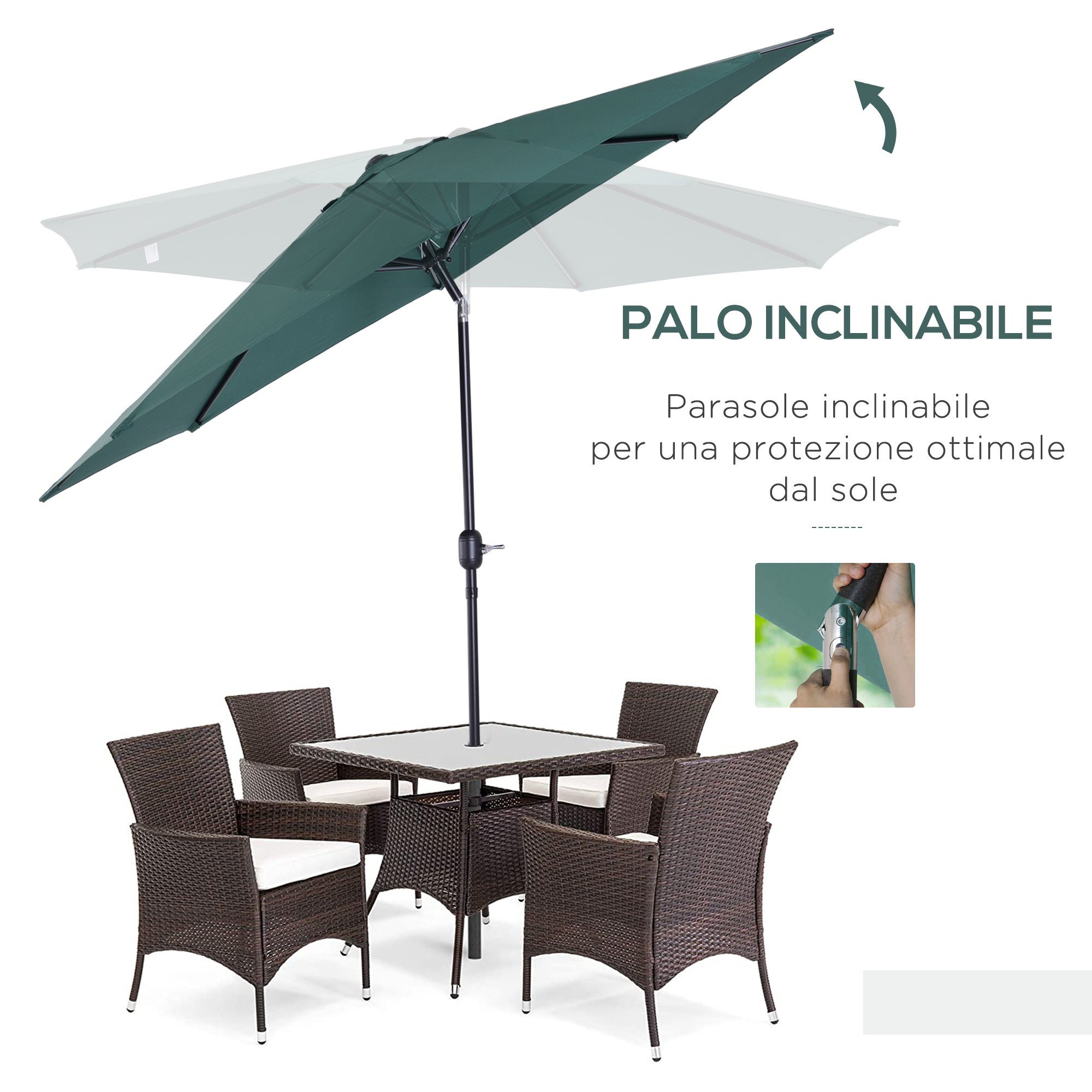 EASYCOMFORT Parasol kantelbaar Ø300 cm met slinger