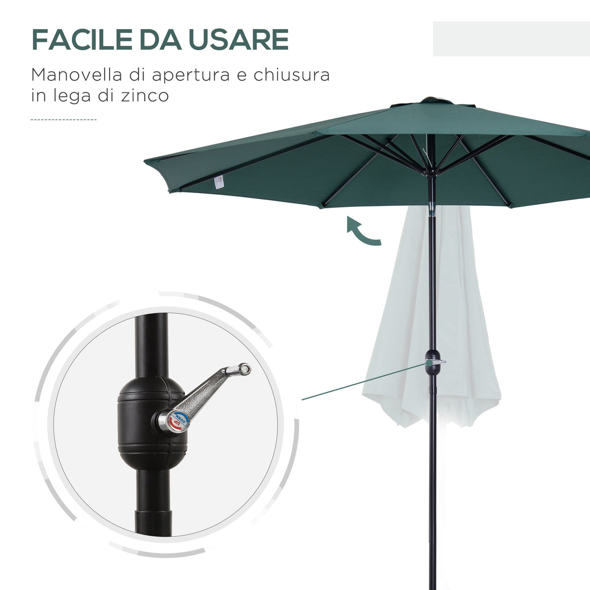 EASYCOMFORT Parasol kantelbaar Ø300 cm met slinger