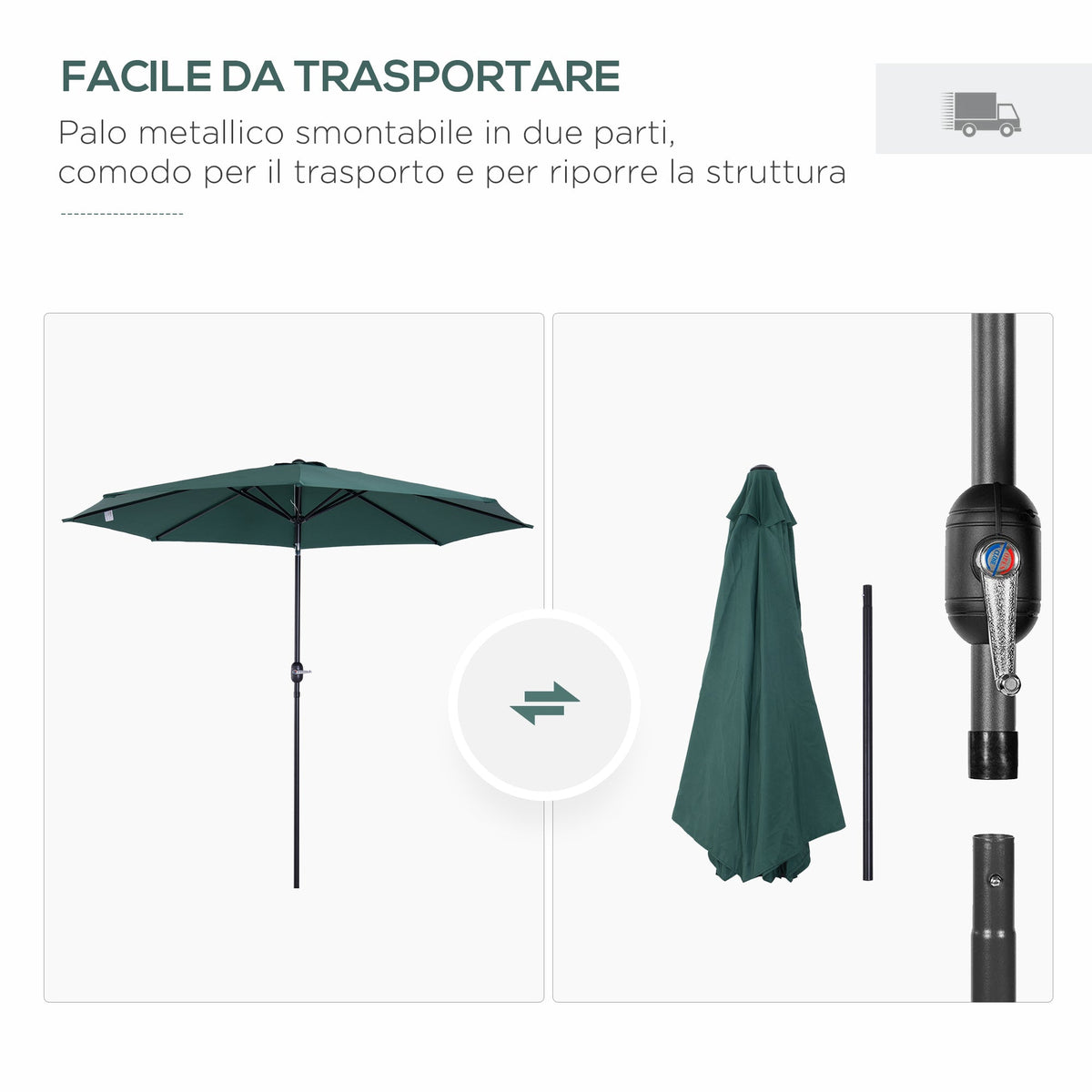 EASYCOMFORT Parasol kantelbaar Ø300 cm met slinger