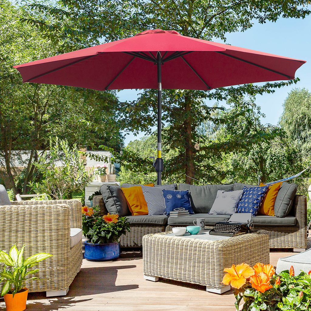 EASYCOMFORT Tilting Garden Umbrella 3x2.5 m with Removable Pole, in Metal and Dark Red Polyester