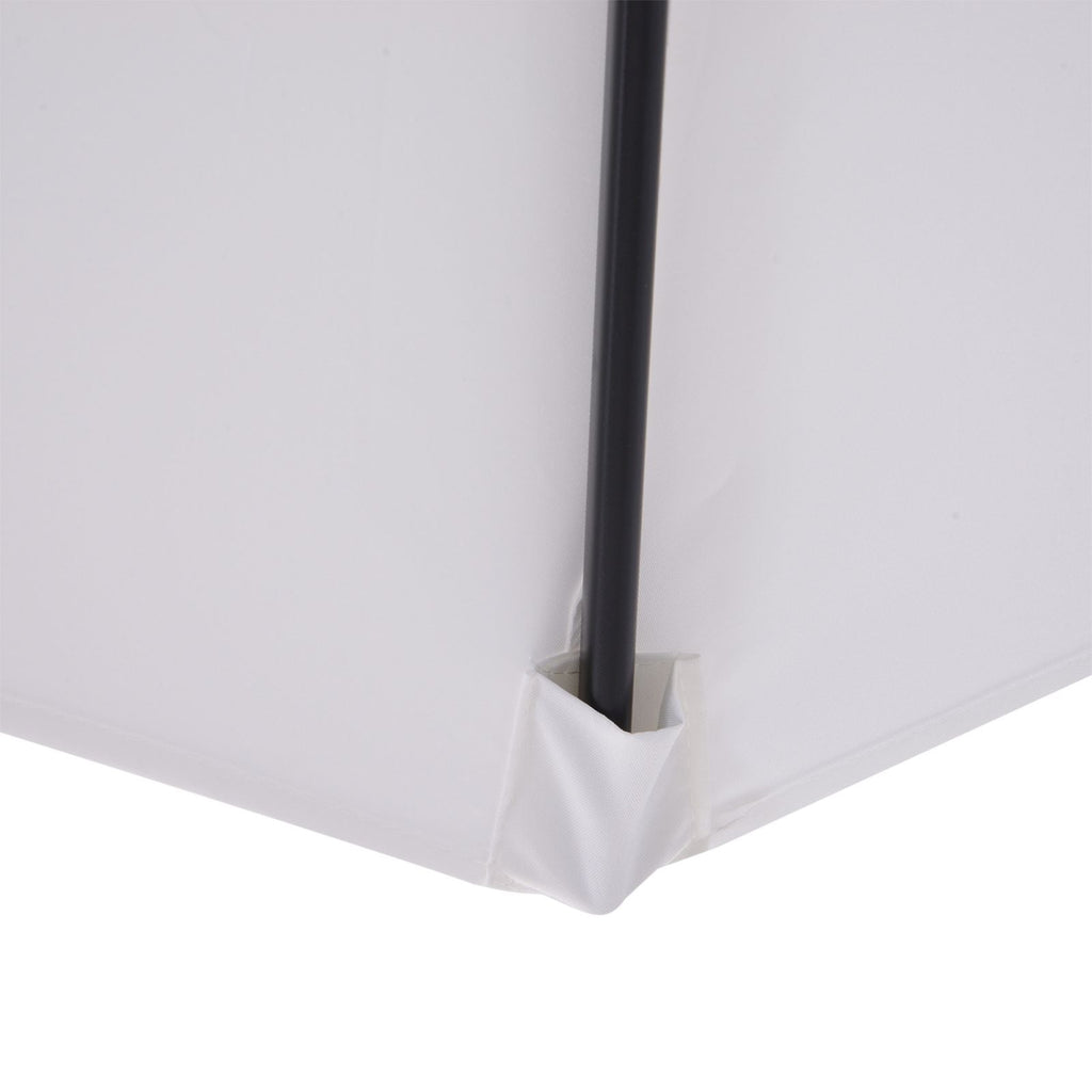 EASYCOMFORT Garden Umbrella ?300cm with Crank and Tiltable with Removable Pole, Metal and White Polyester