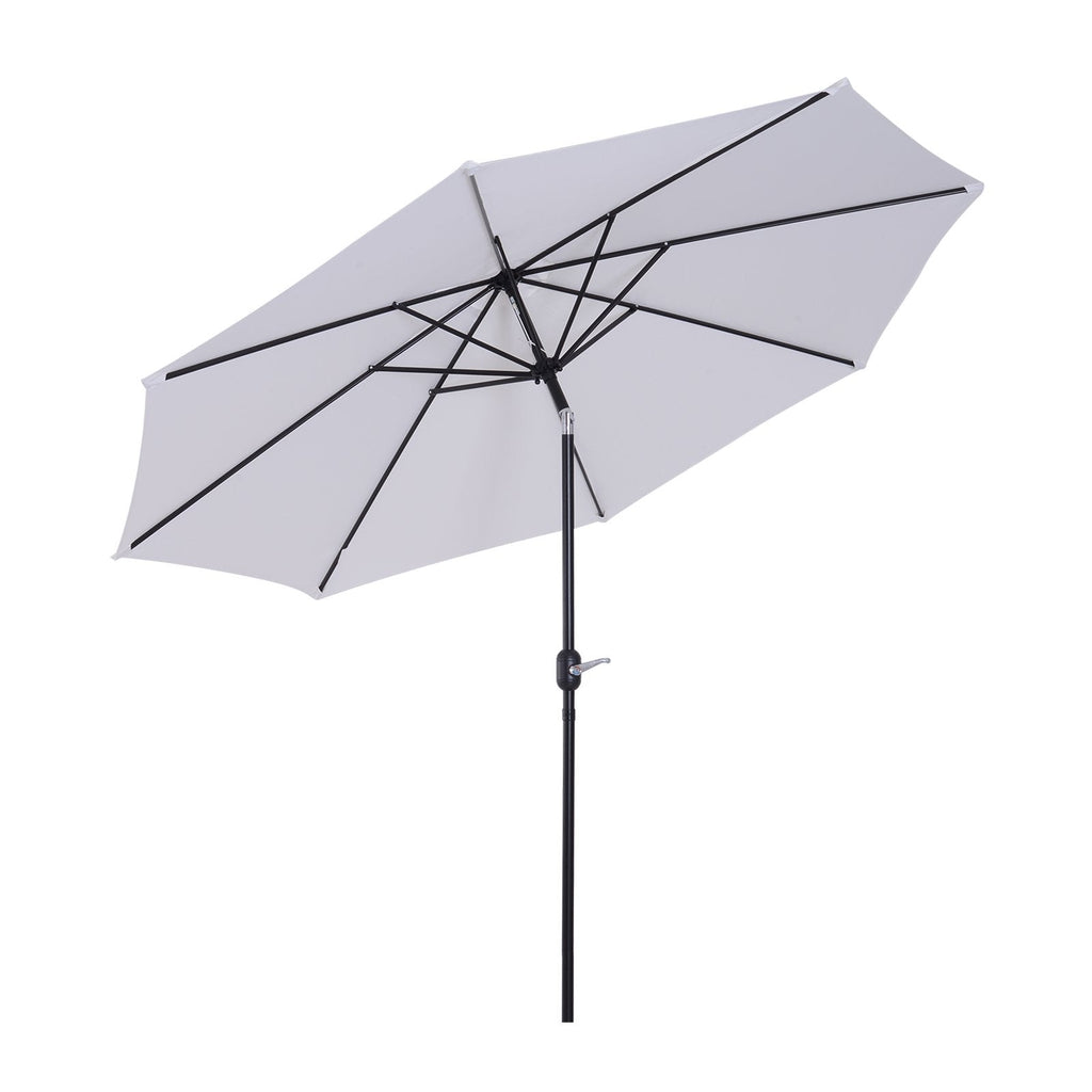 EASYCOMFORT Garden Umbrella ?300cm with Crank and Tiltable with Removable Pole, Metal and White Polyester