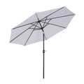EASYCOMFORT Garden Umbrella ?300cm with Crank and Tiltable with Removable Pole, Metal and White Polyester