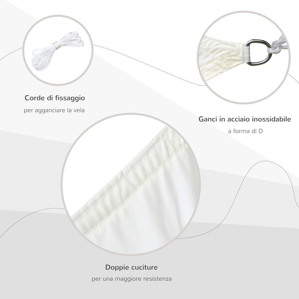 EASYCOMFORT Rectangular Shade Sail, Outdoor Sun Awning in Breathable Anti UV Polyester 3x4m Cream White