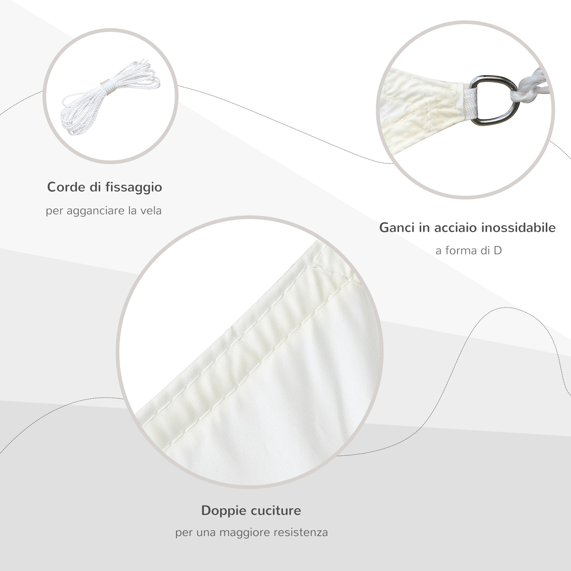 EASYCOMFORT Rectangular Shade Sail, Outdoor Sun Awning in Breathable Anti UV Polyester 3x4m Cream White