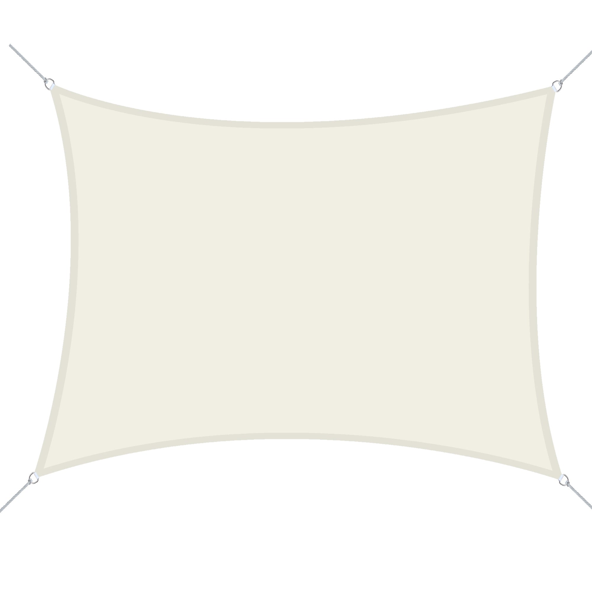 EASYCOMFORT Rectangular Shade Sail, Outdoor Sun Awning in Breathable Anti UV Polyester 3x4m Cream White