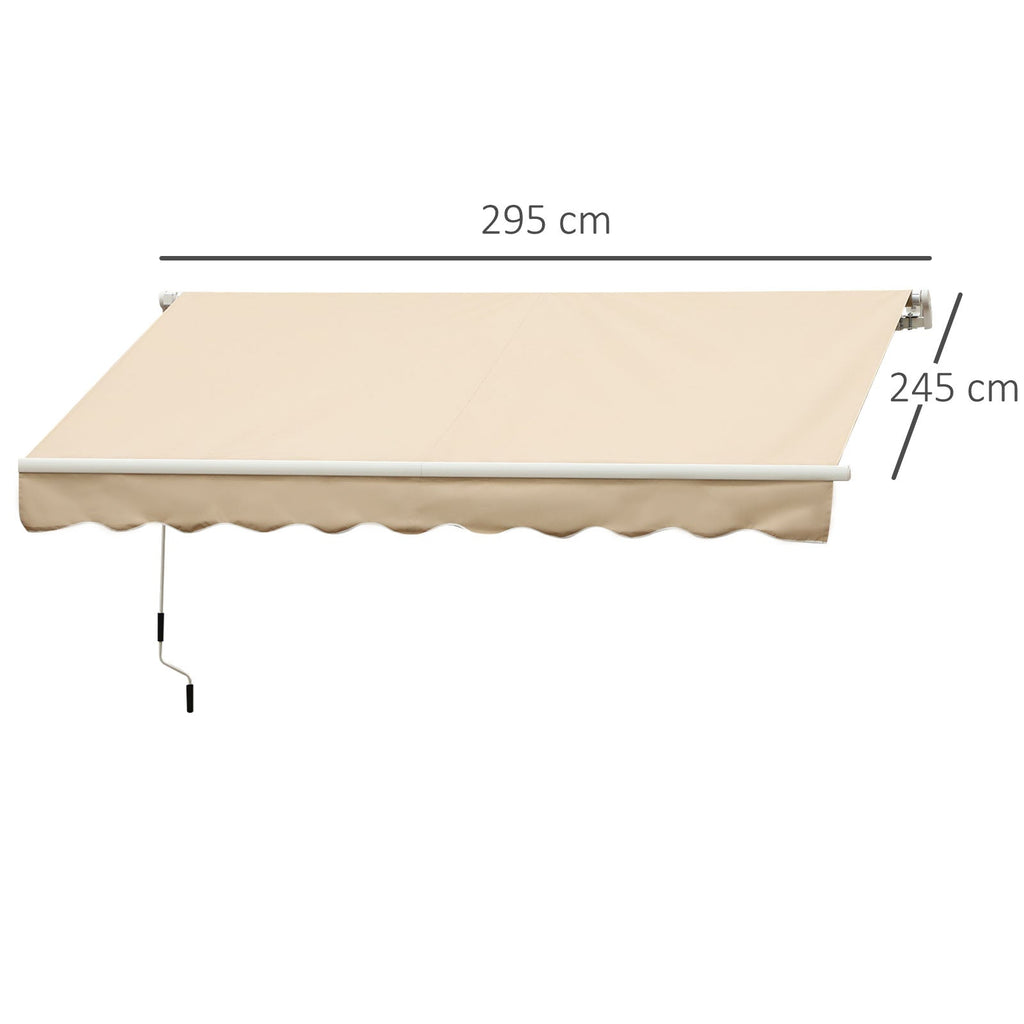 EASYCOMFORT Roller Awning with Crank, in Aluminum and Polyester, 3x2.5m, Beige