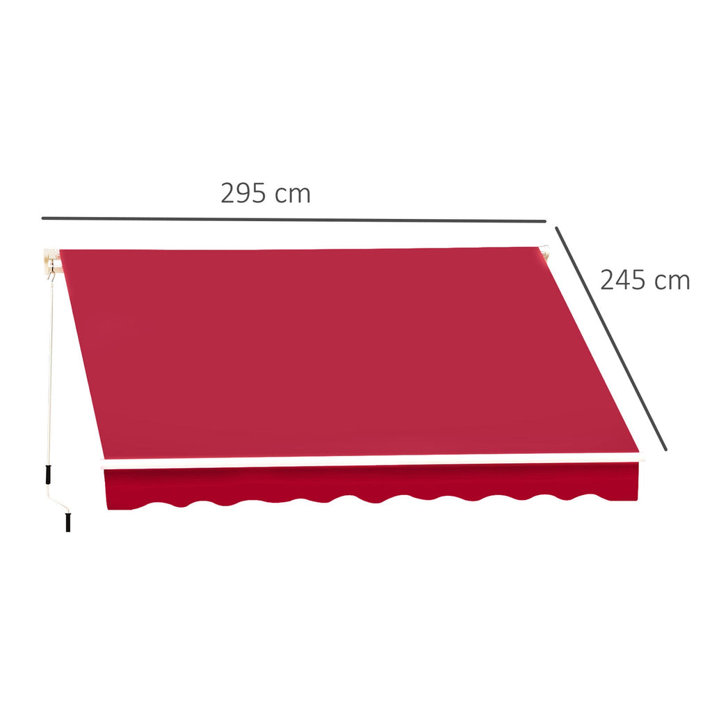 EASYCOMFORT Roller Awning with Crank, in Aluminum and Polyester, 295x245cm, Dark Red