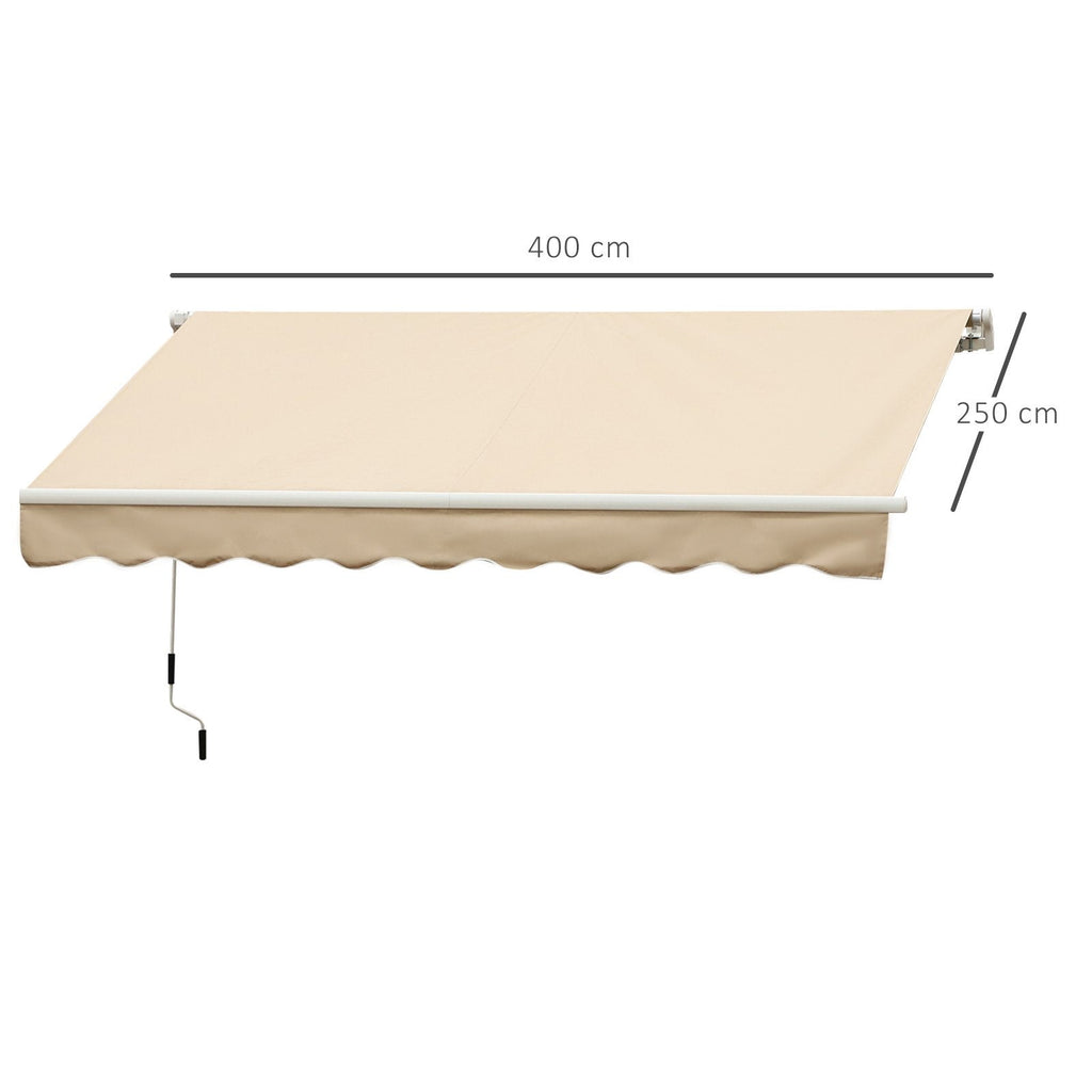 EASYCOMFORT Wall-Mounted Manual Roller Arm Awning in Waterproof Polyester, Beige, 395x245m