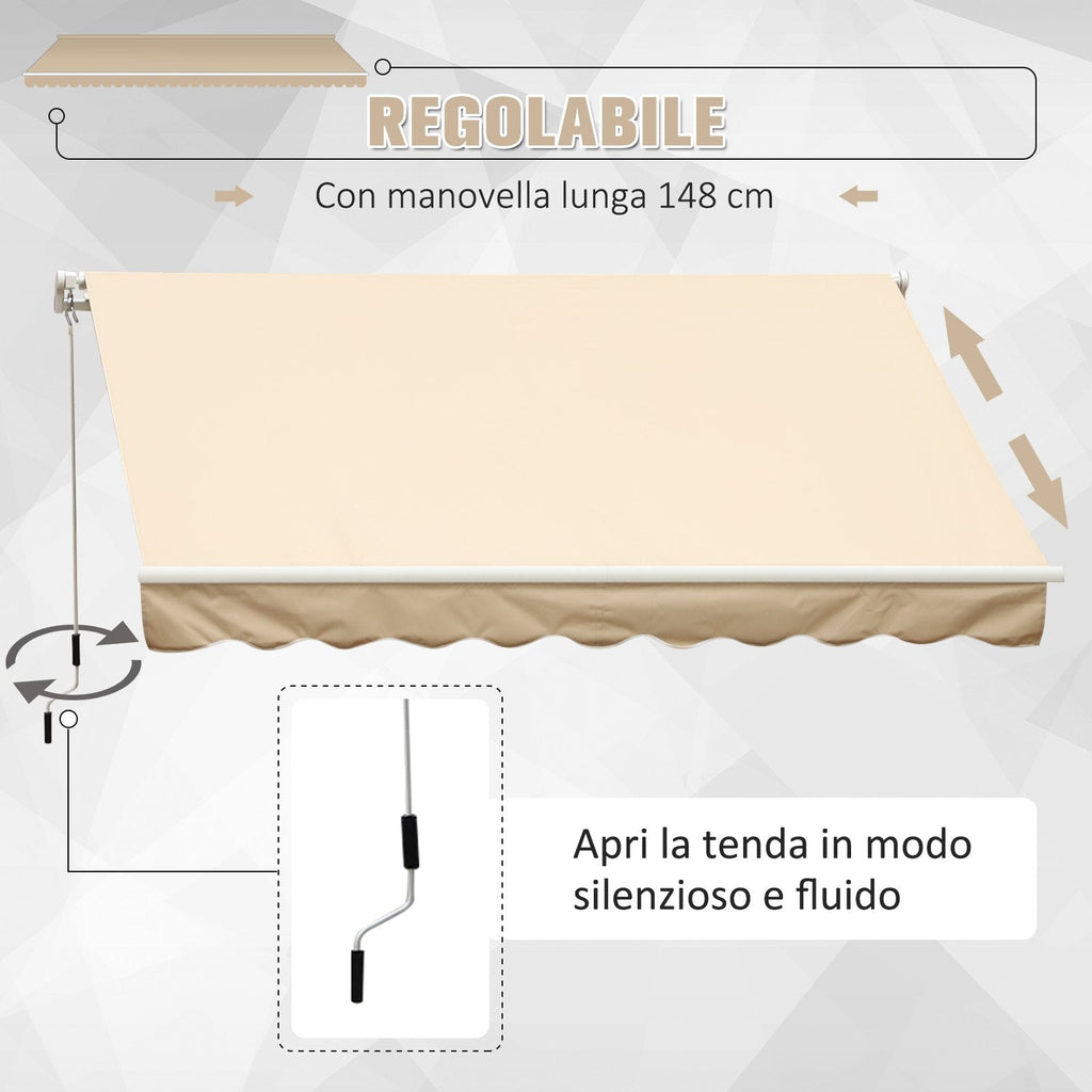 EASYCOMFORT Wall-Mounted Manual Roller Arm Awning in Waterproof Polyester, Beige, 395x245m