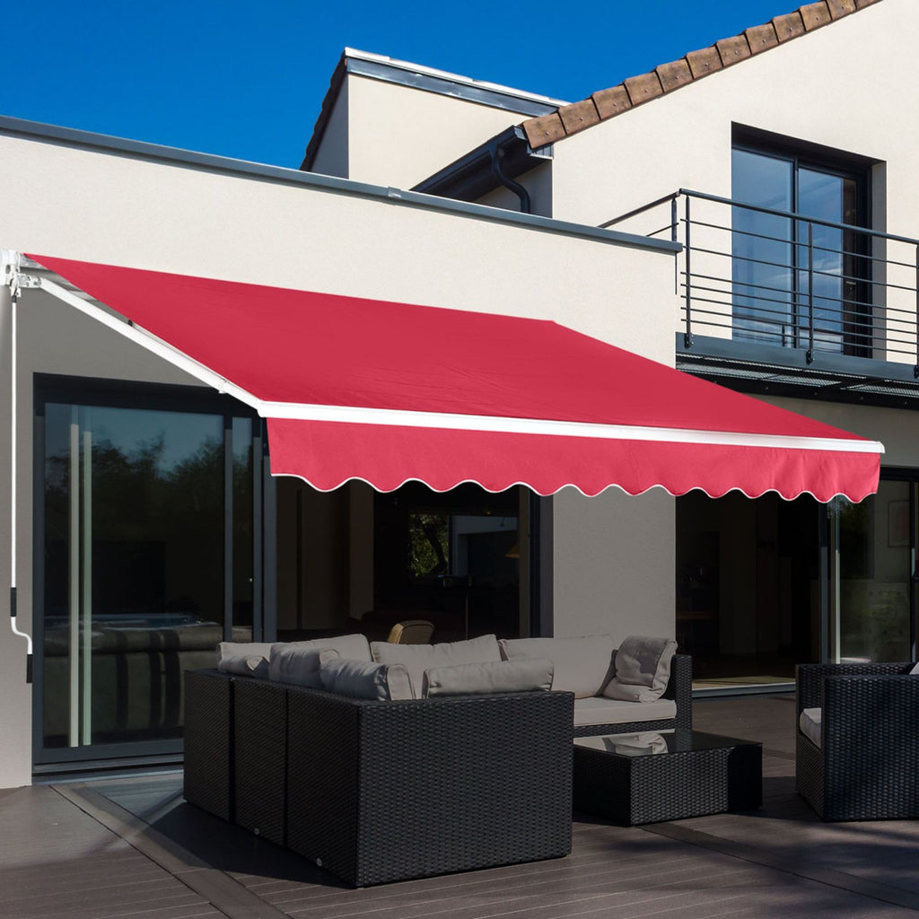 EASYCOMFORT Outdoor Awning with Crank Roller in Metal and Aluminium, 4x2.5m, Dark Red