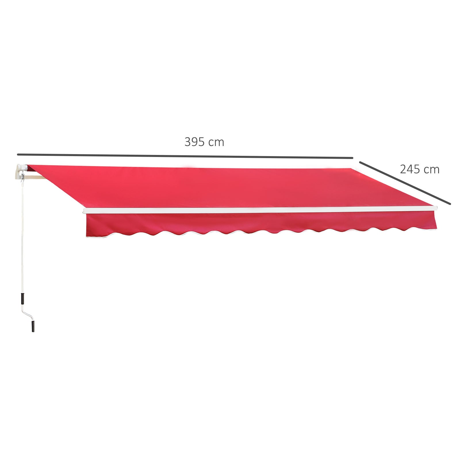 EASYCOMFORT Outdoor Awning with Crank Roller in Metal and Aluminium, 4x2.5m, Dark Red