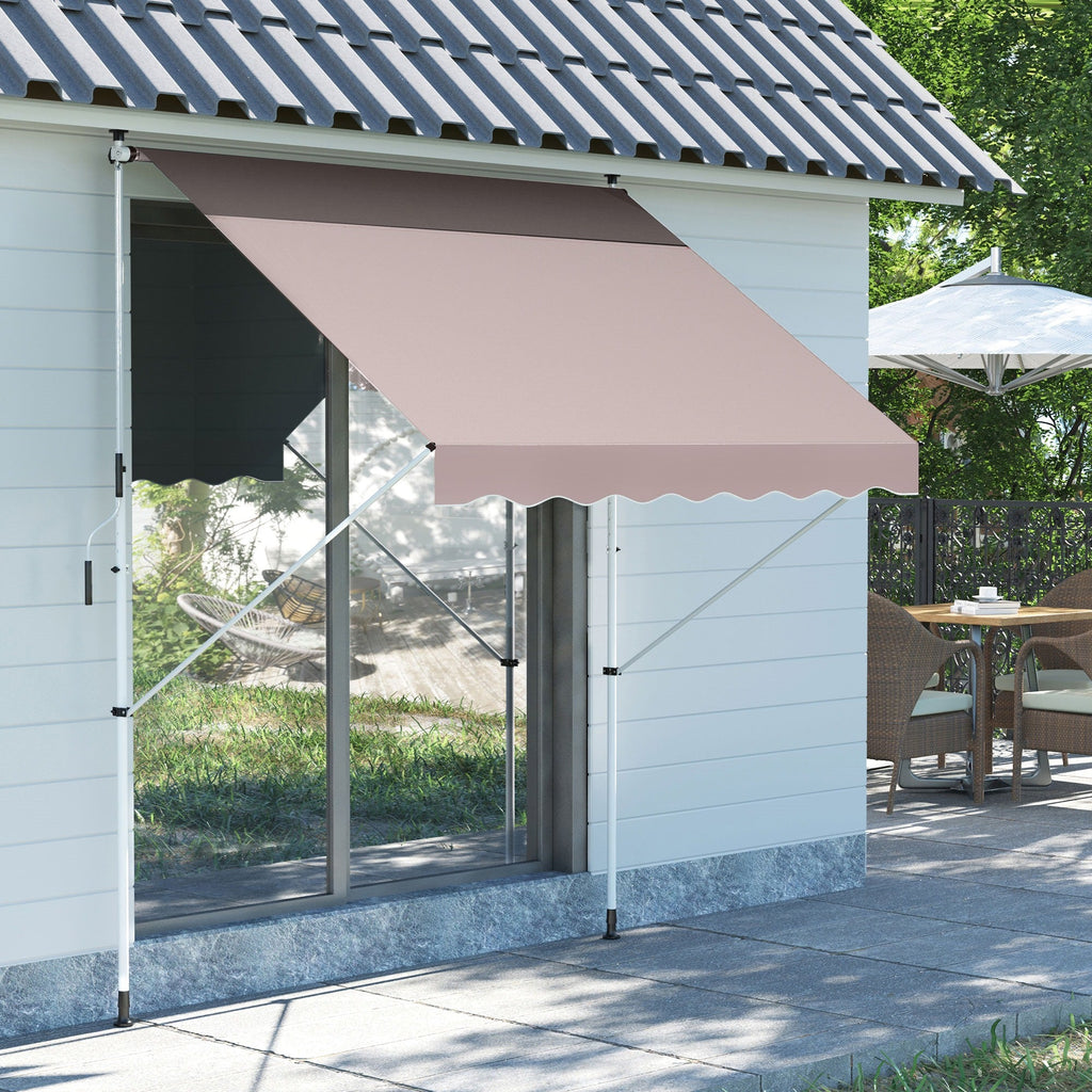 EASYCOMFORT 2x1.5 m Outdoor Roller Awning with Crank and Adjustable Angle, Beige