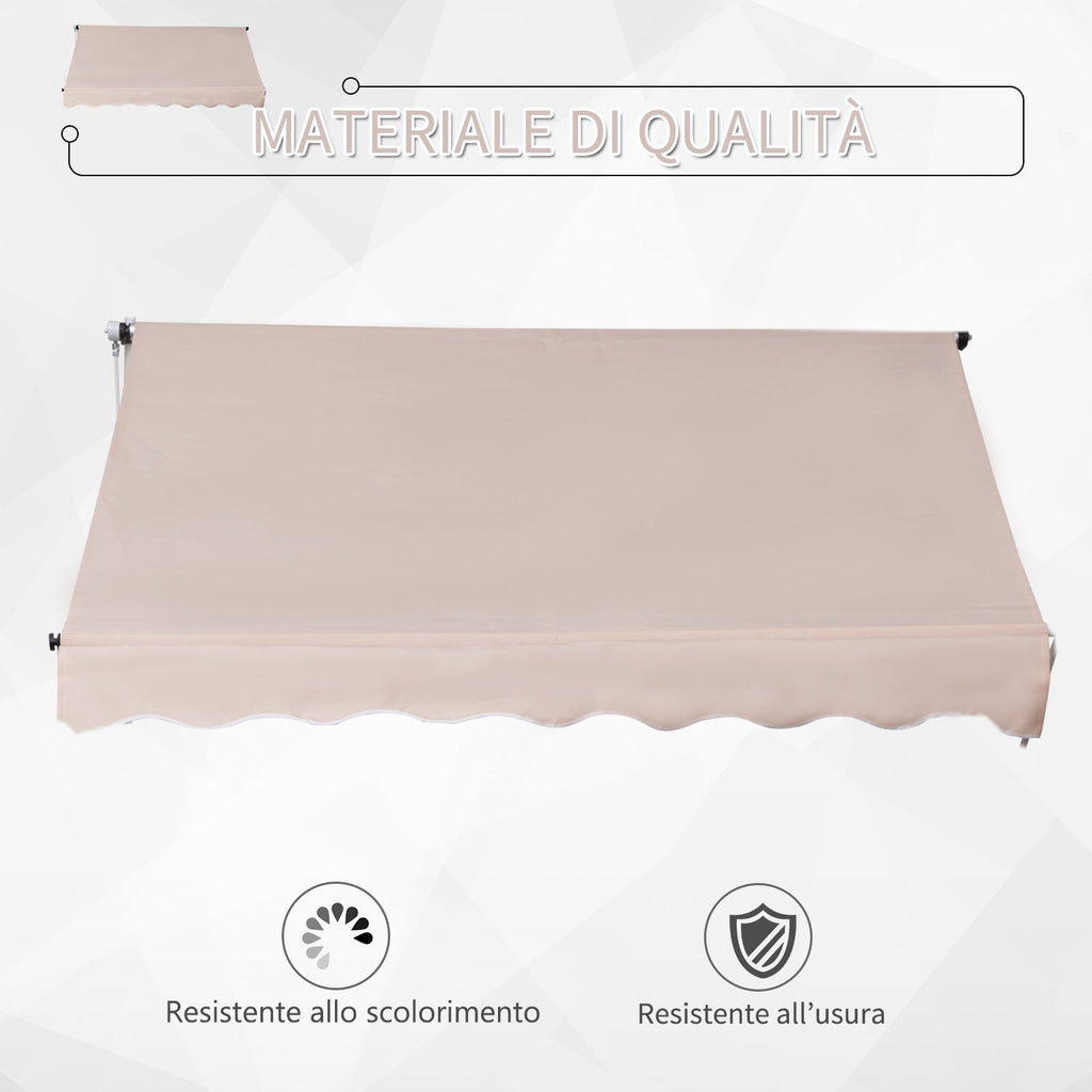 EASYCOMFORT 2x1.5 m Outdoor Roller Awning with Crank and Adjustable Angle, Beige