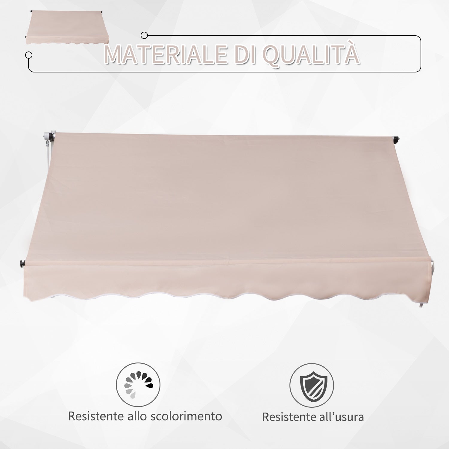 EASYCOMFORT 2x1.5 m Outdoor Roller Awning with Crank and Adjustable Angle, Beige