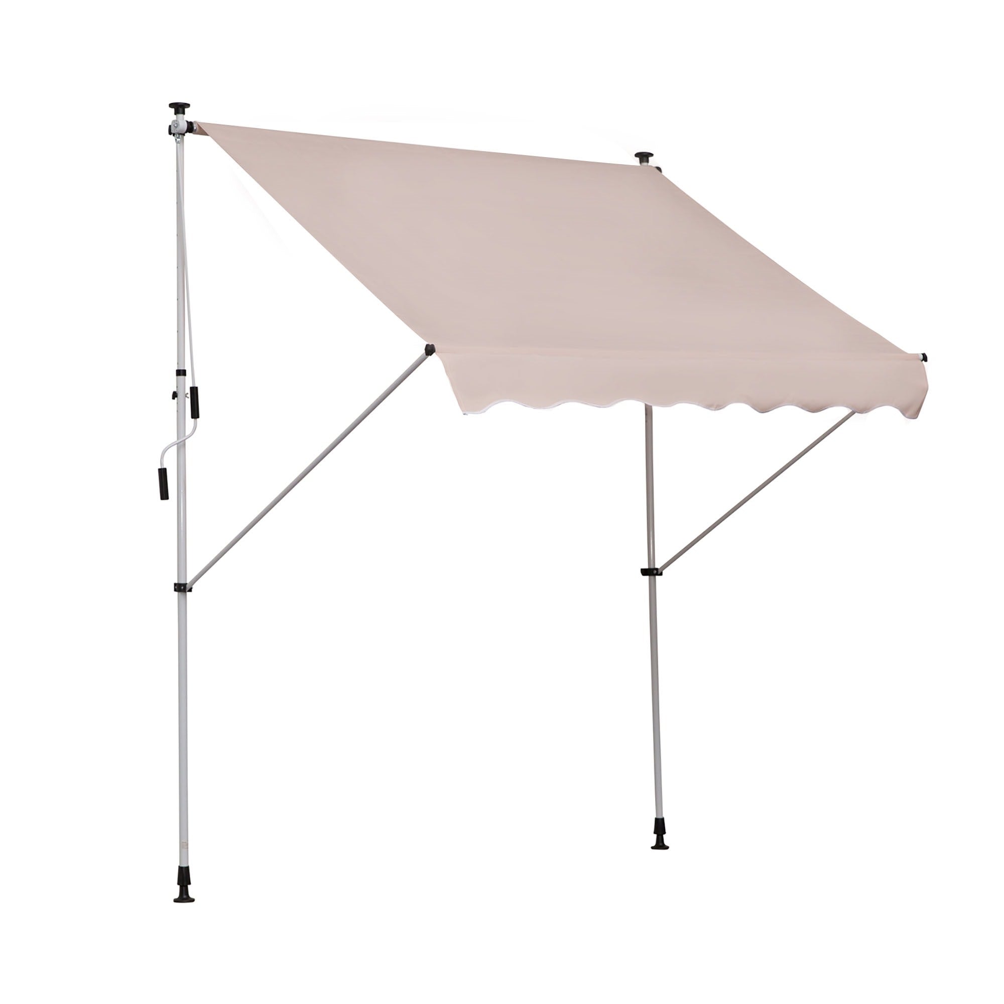 EASYCOMFORT 2x1.5 m Outdoor Roller Awning with Crank and Adjustable Angle, Beige