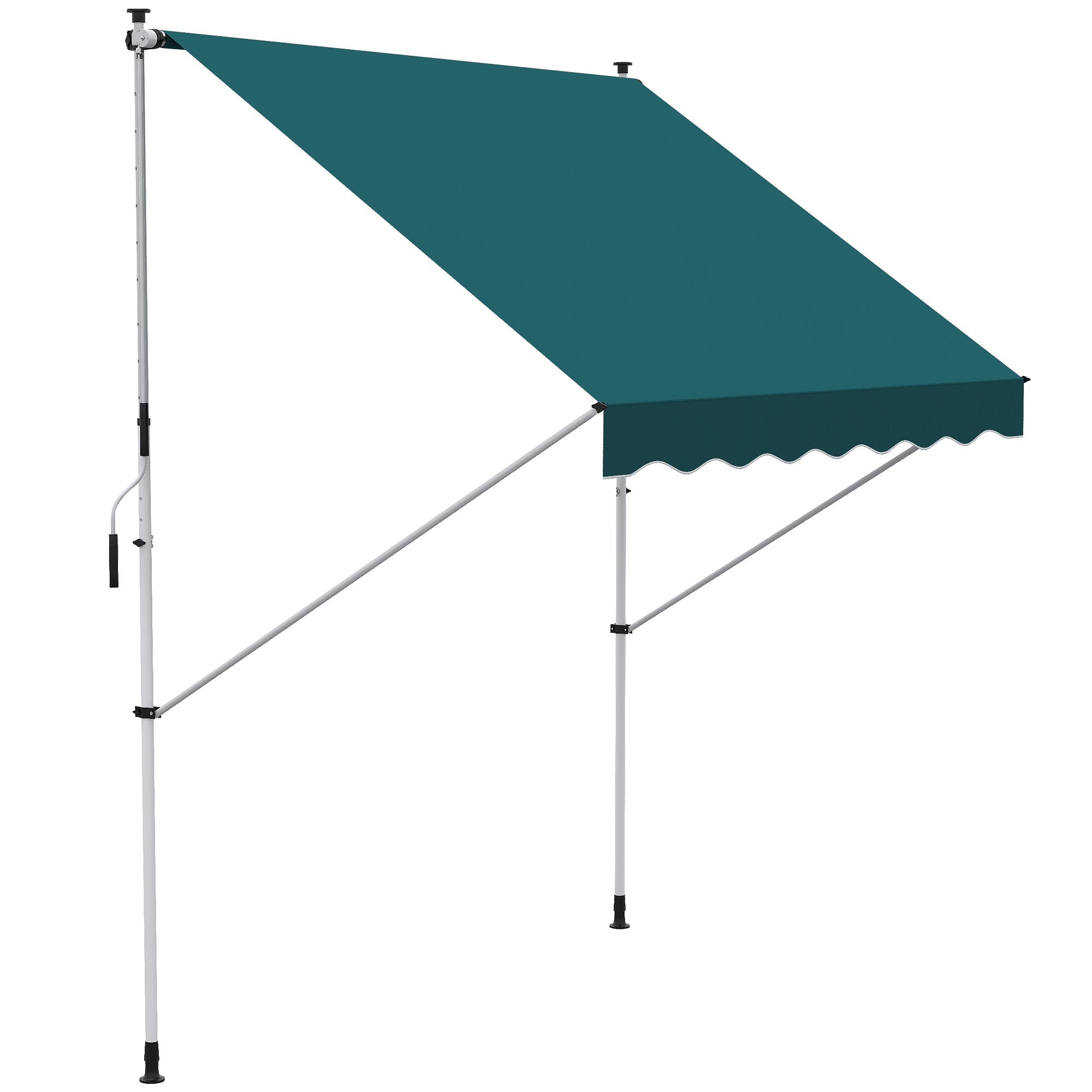 EASYCOMFORT Outdoor Roller Awning 2x1.5m with Crank, Adjustable Height and Angle, Green