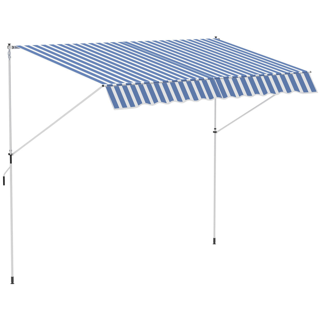 Easycomfort Tenda da Sole a Bracci 3x1.5m with Manovella e Struttura Telescopica, white e Blu