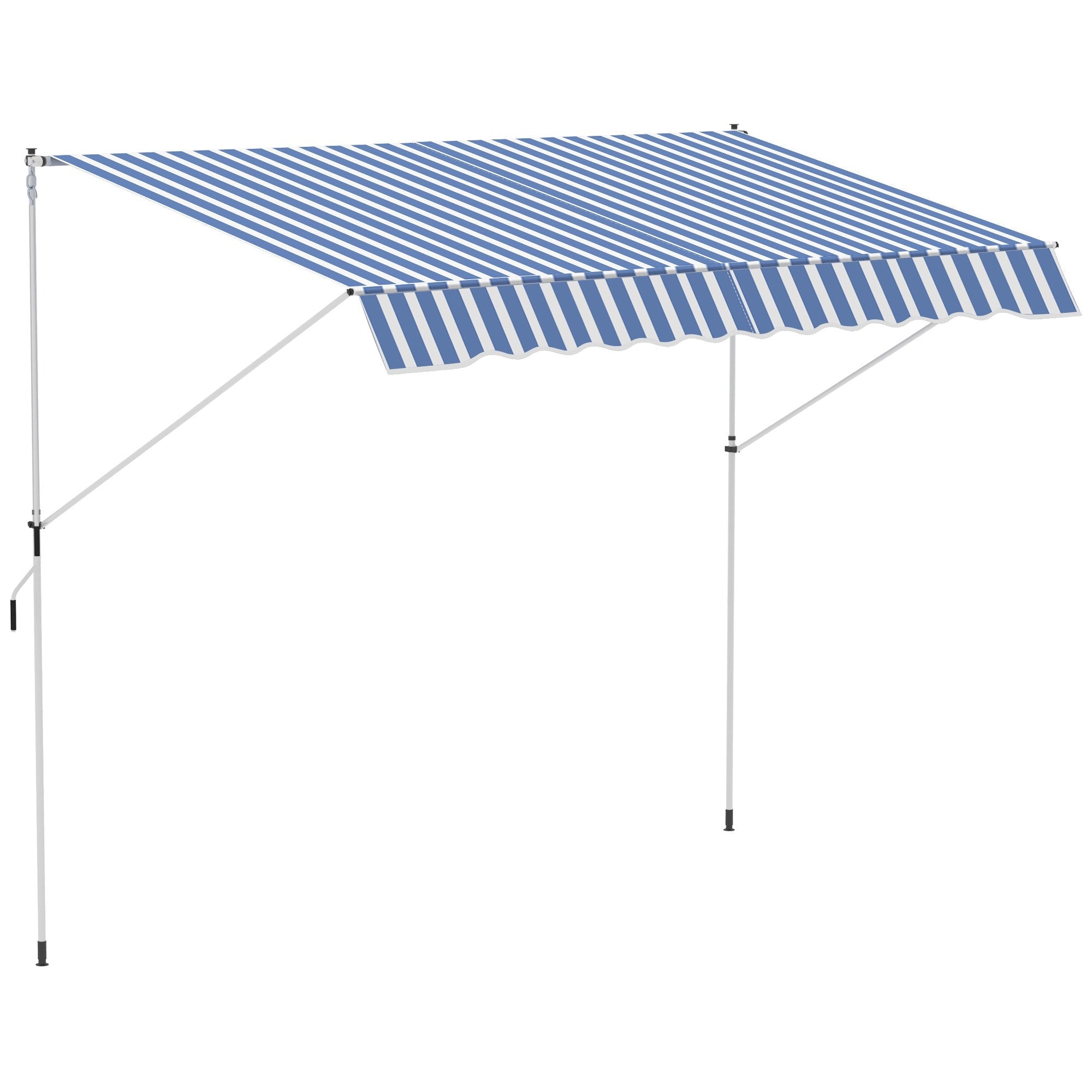 Easycomfort Tenda da Sole a Bracci 3x1.5m with Manovella e Struttura Telescopica, white e Blu