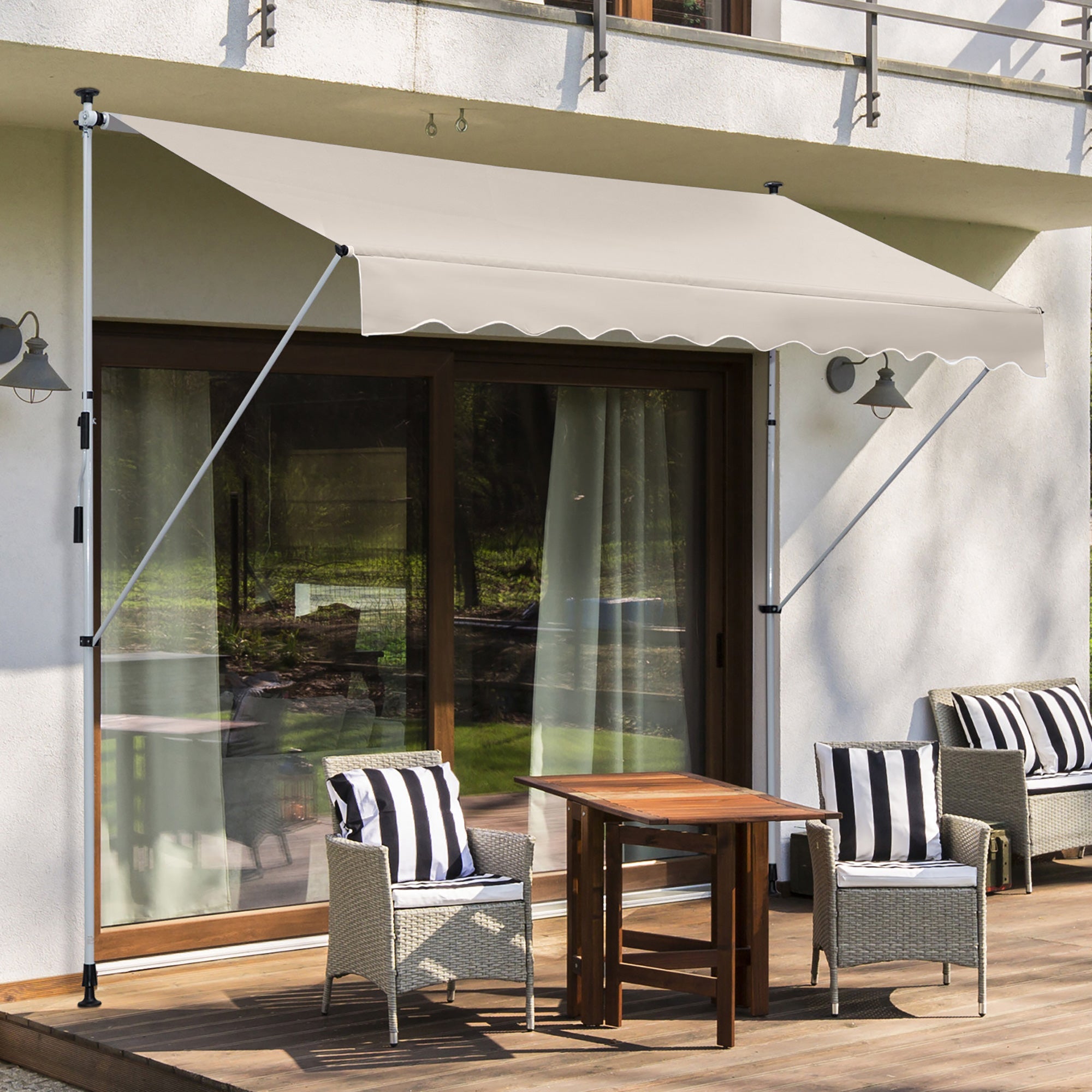 EASYCOMFORT Awning with Arms 4x1.2m with Crank and Telescopic Structure, Khaki