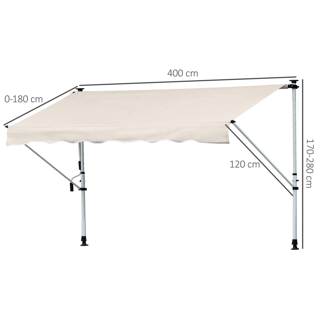 EASYCOMFORT Awning with Arms 4x1.2m with Crank and Telescopic Structure, Khaki