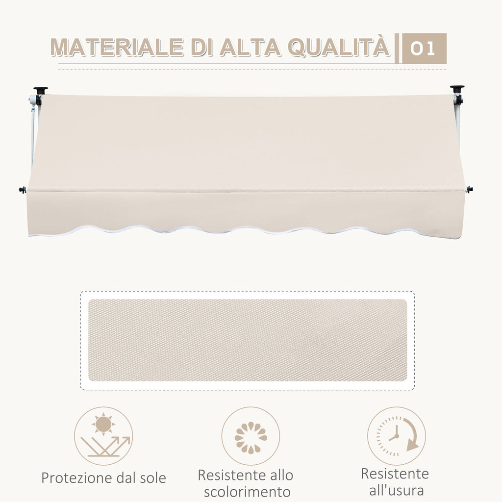 EASYCOMFORT Awning with Arms 4x1.2m with Crank and Telescopic Structure, Khaki