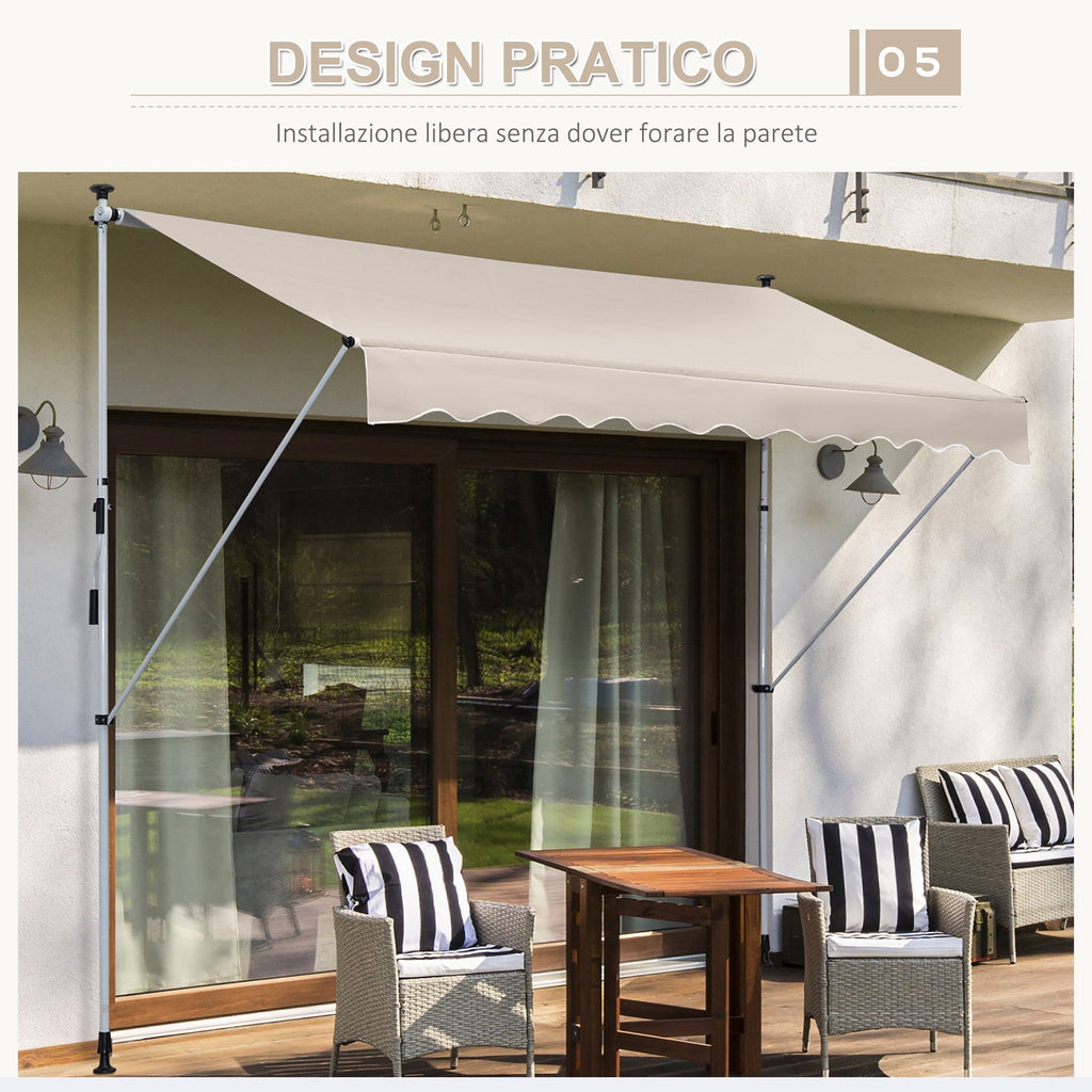EASYCOMFORT Awning with Arms 4x1.2m with Crank and Telescopic Structure, Khaki