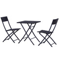EASYCOMFORT Rattan Garden Furniture Set 1 Coffee Table and 2 Folding Garden Chairs 3pcs Black