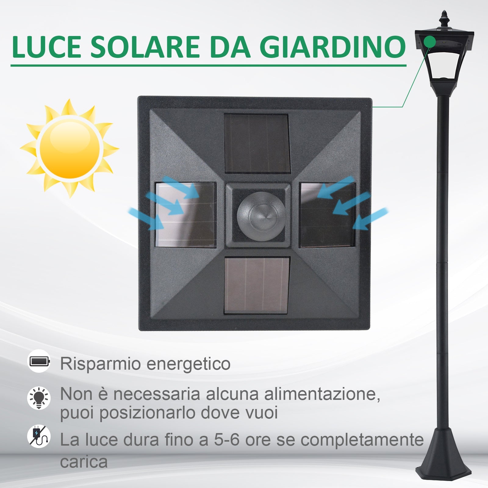 EasyComfort Garden Lamp LED - LED tuinlamp op zonne-energie 15 × 15 × 120cm
